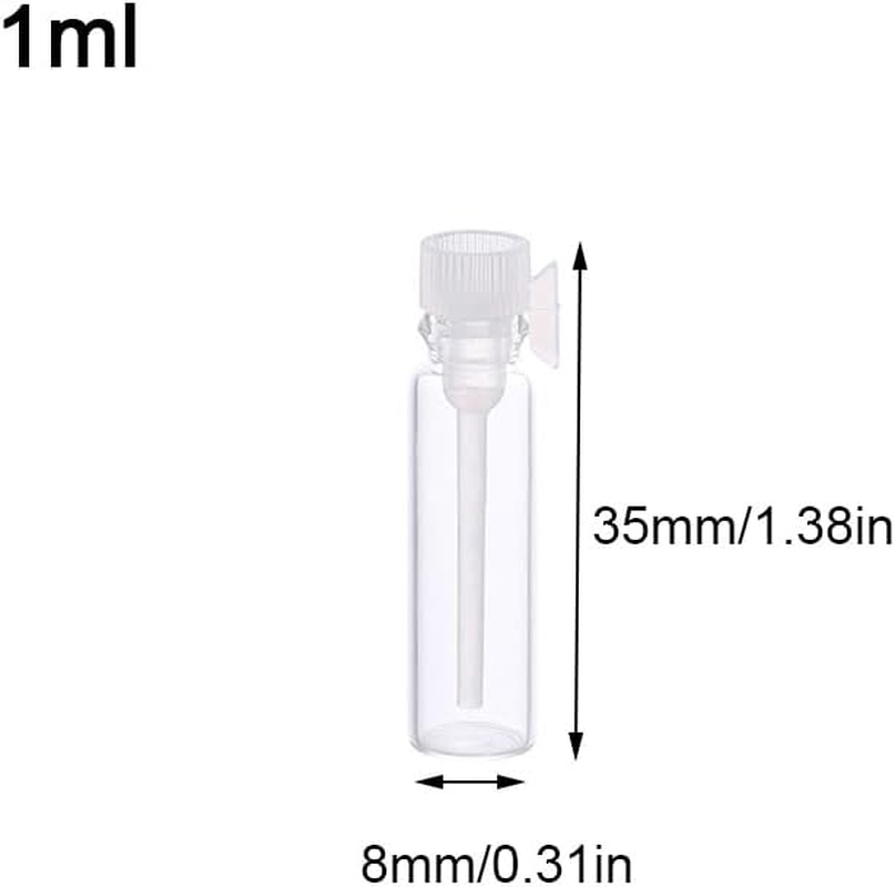 20Pcs 1Ml Empty Perfume Sample Bottles Essential Oil Test Tube Bottle Mini Glass Refillable Sample Vial Containers for Aromatherapy, Fragrance and Liquid - White Cap image number 1