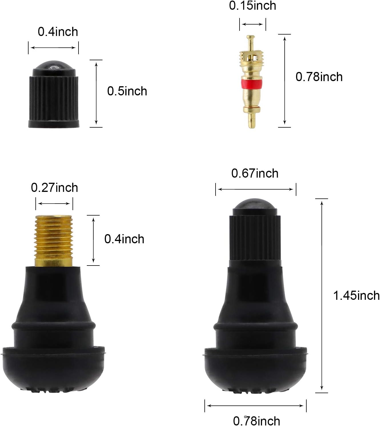 Valve Core Tool Set with 20Pcs Valve Cores 10Pcs Tire Valve Caps 5-Way Valve Tool Dual Single Head Valve Core Remover Tire Repair Tool 6