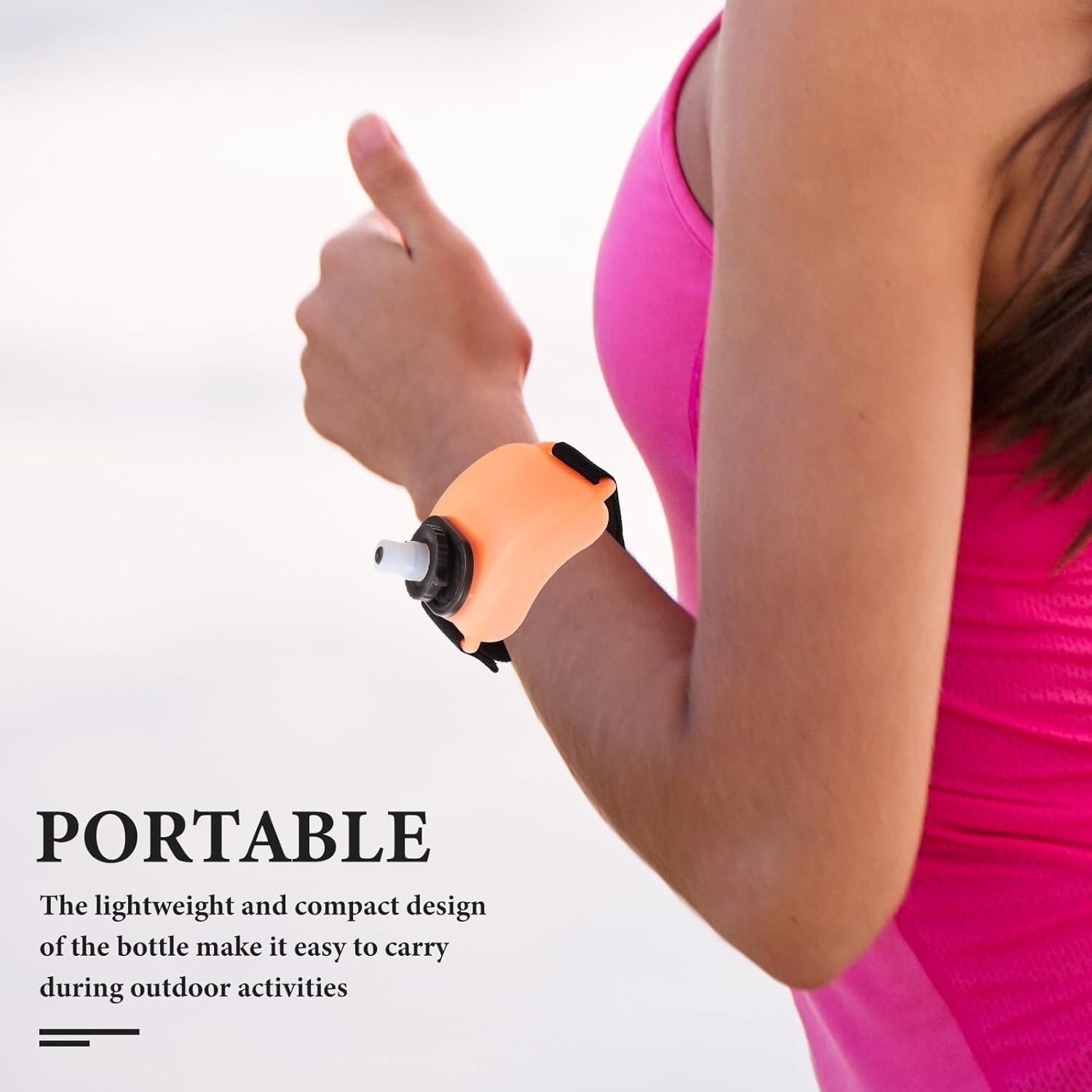 KESYOO Outdoor Sports Water Bottle 400Ml Semi- Orange Wrist Band Hydration Bottle for Running Cycling Hiking Portable Fitness Water Kettle image number 4