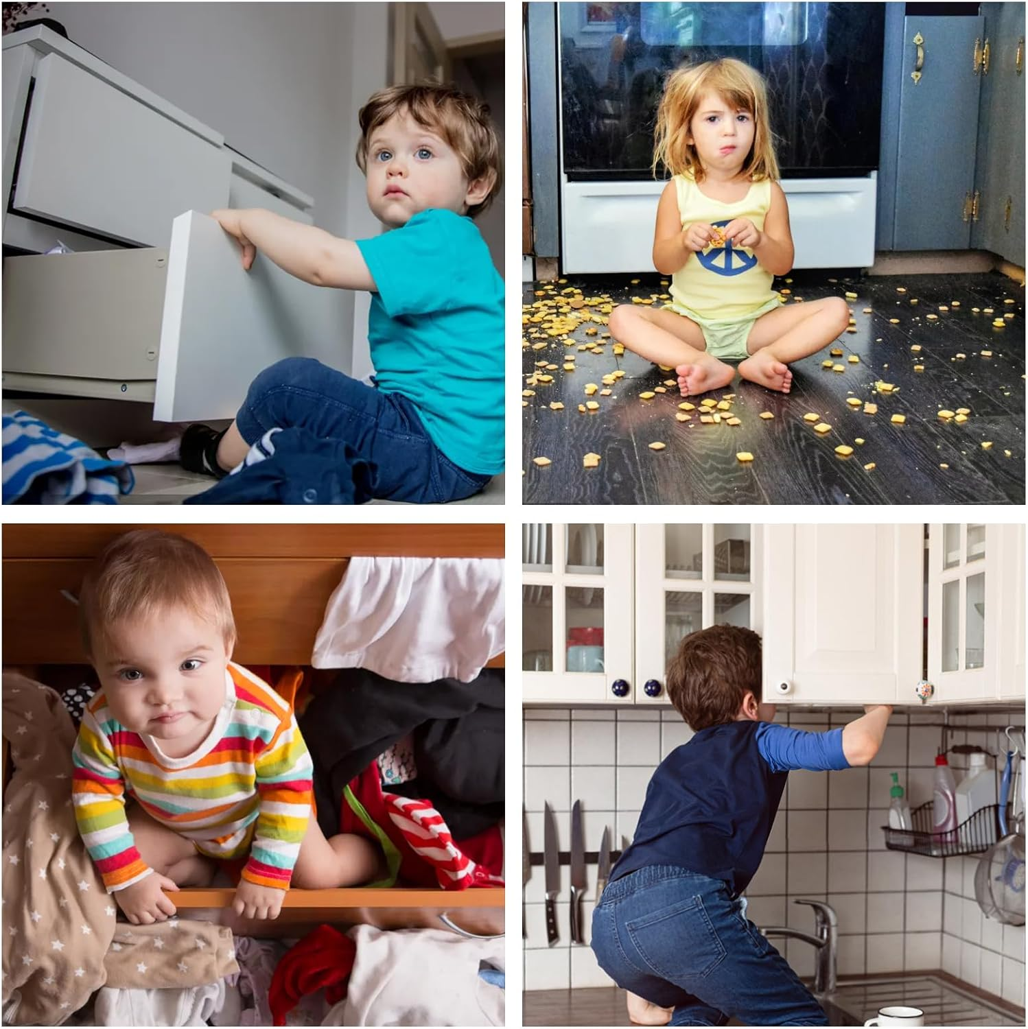 LLOOC Cabinet Locks for Babies,4 Pack U-Shaped Child Locks for Cabinets, Baby Proofing Cabinets, Child Proof Cabinet Latches,Child Safety Cabinet Locks with Adjustable (Black) image number 2