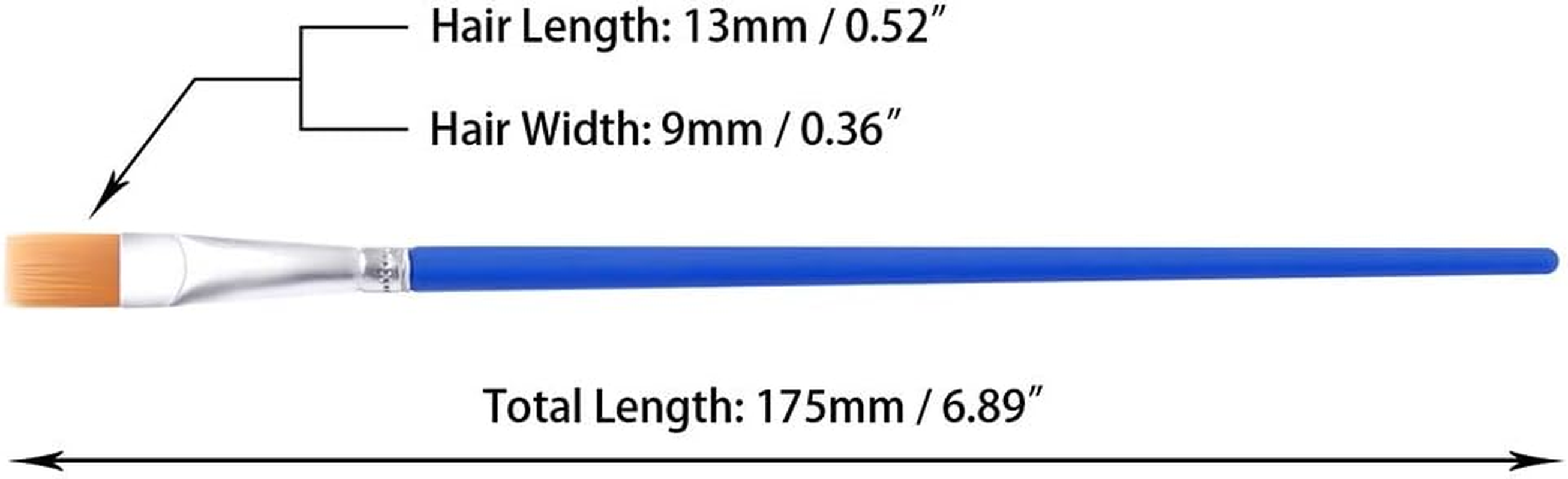 UPINS 60 Pcs 9Mm Wide Flat Paint Brushes Set with Nylon Hair, Small Brush Bulk for Detail Painting Short Plastic Handle Acrylic Oil Watercolor Fine Art Painting for Kids Students Starter Adults Artis image number 1