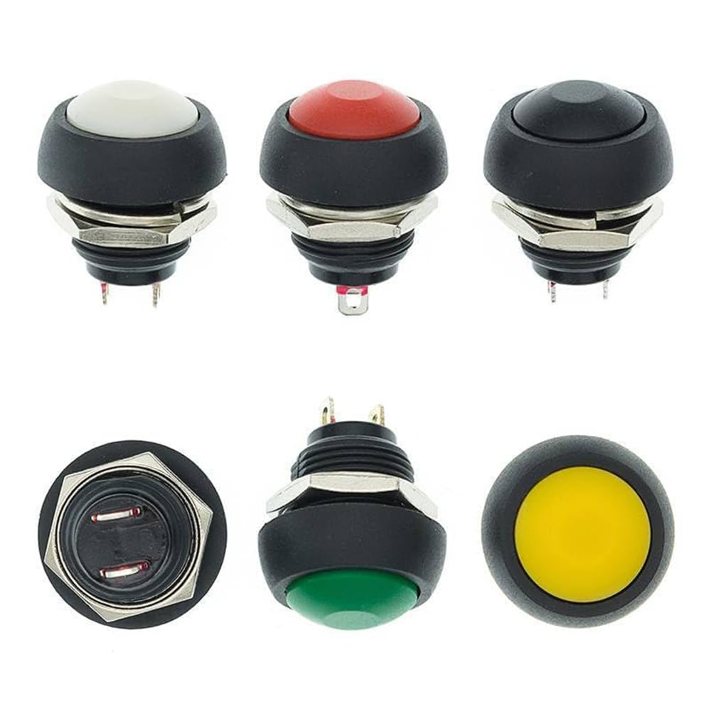 12Pcs PBS-33B 12Mm round Push Button Momentary Switch - SPST Waterproof Mini Switch 1A 250VAC Normally Open (NO) image number 4