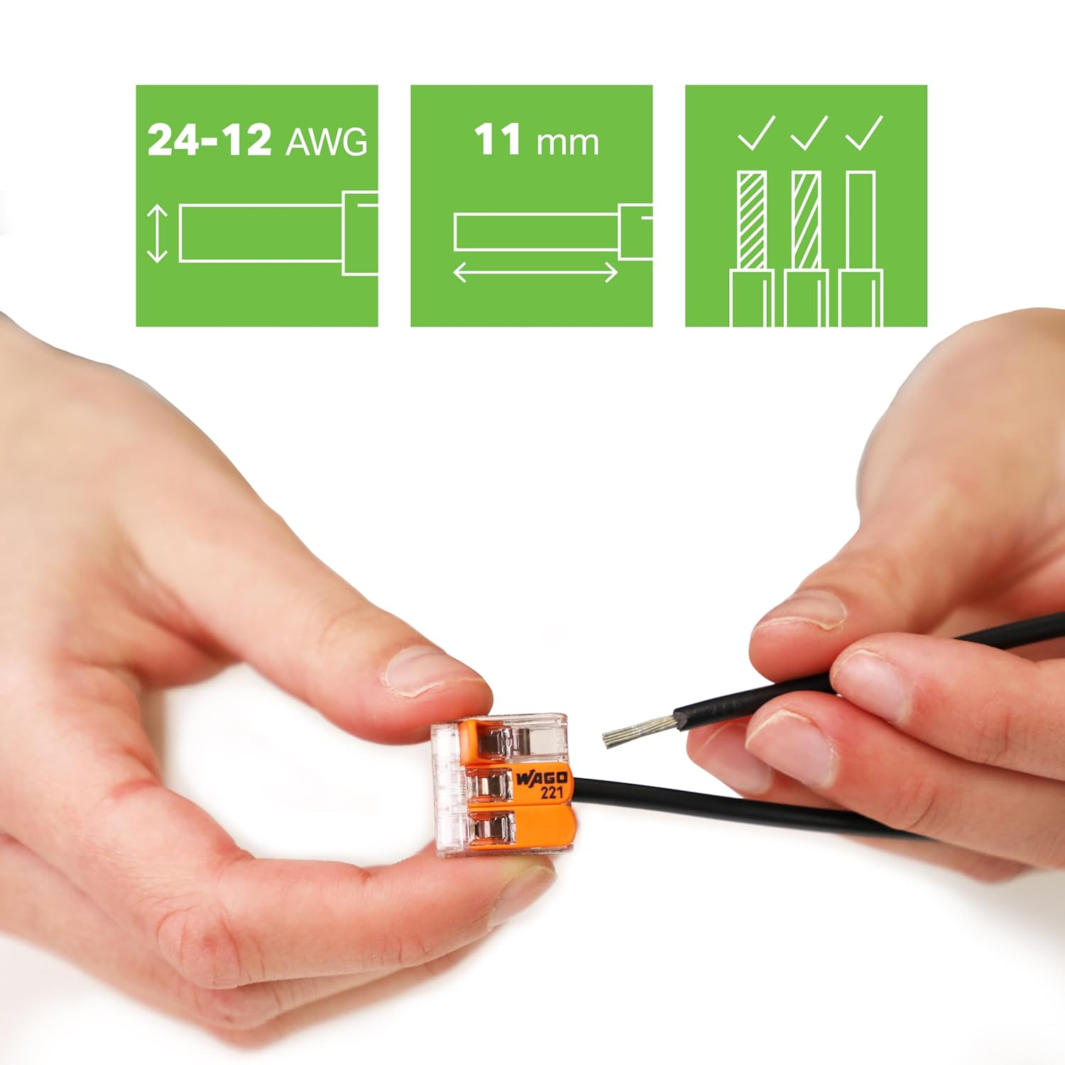 Wago 221-413 Lever-Nuts 3 Conductor Compact Connectors 50 PK image number 4