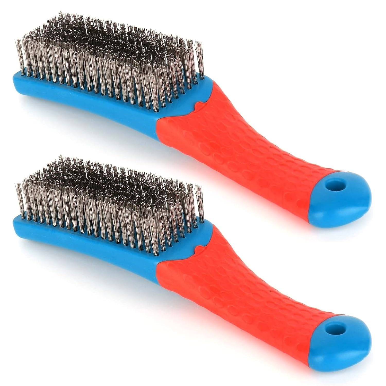 Wire Brushes for Cleaning-Heavy Duty Stainless Steel Wire Scratch Brush for Metal Rust Cleaning,Paint Scrubbing with Rubber Covered Handle 2 Pack