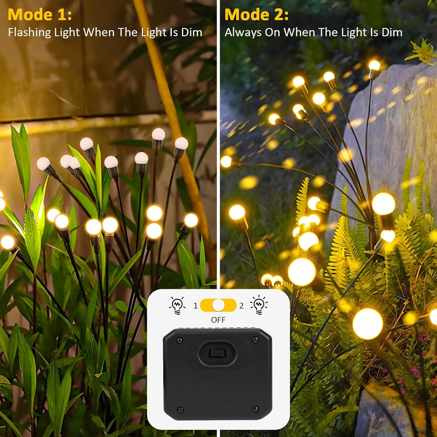 Fiflying Pack of 2 8 LED Fireflies Solar Lights Outdoor Improved Heights Optional Modes Firefly Light IP65 Waterproof Solar Lights for Path Yard Patio Decorative image number 4