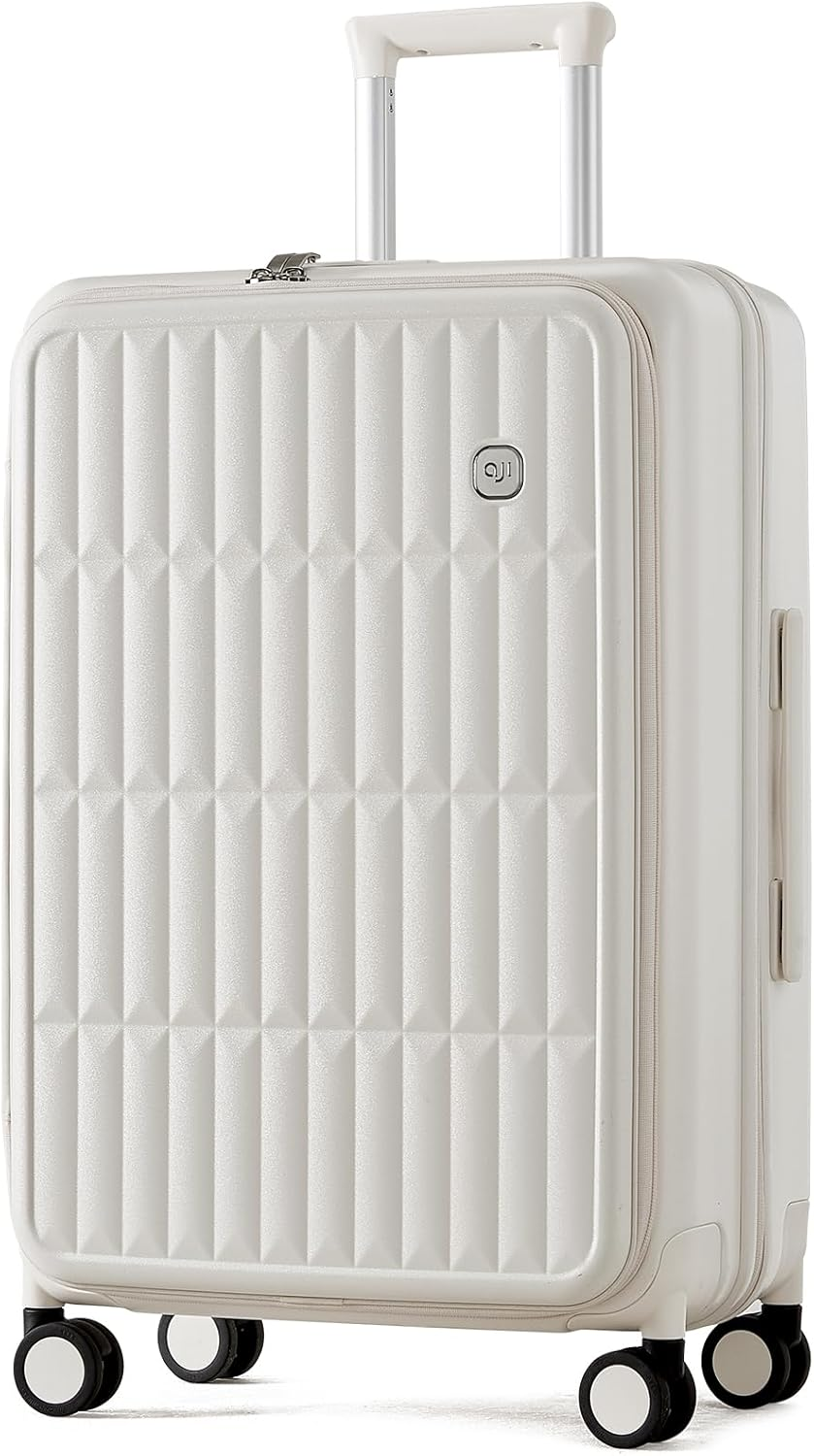 Carry on Luggage Suitcases with Wheels: Checked 26 Inch Luggage with 8 Spinner Wheels, Expandable Large Suitcase with 100% PC Hard Shell Travel Luggage Suitcases (Cheese Yellow)