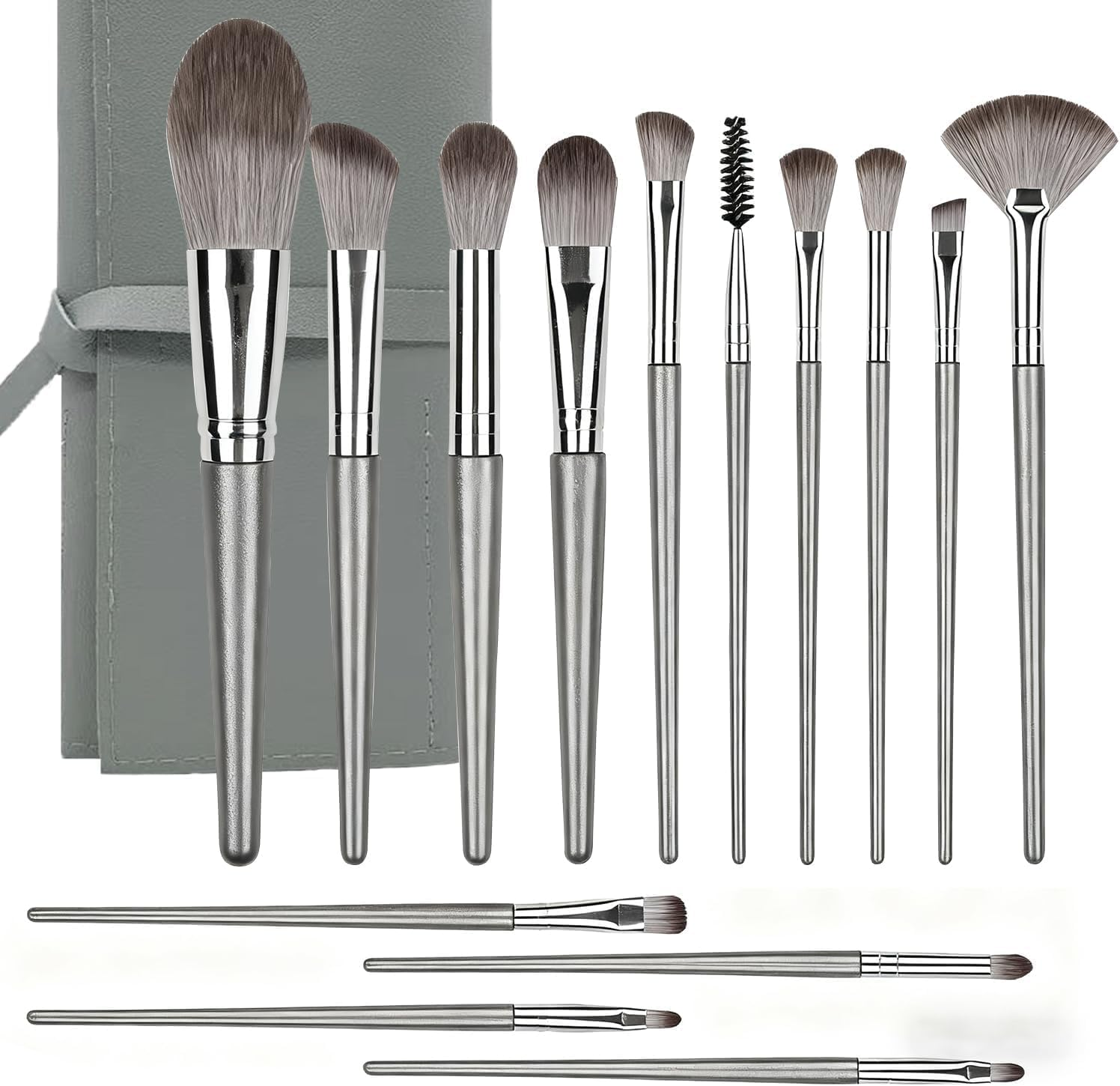 Makeup Brushes, 13Pcs Makeup Brush Set Premium Synthetic Foundation Brush Face Contour Brush Blending Face Powder Blush Concealers Brush Make up Brushes Set (Grey)