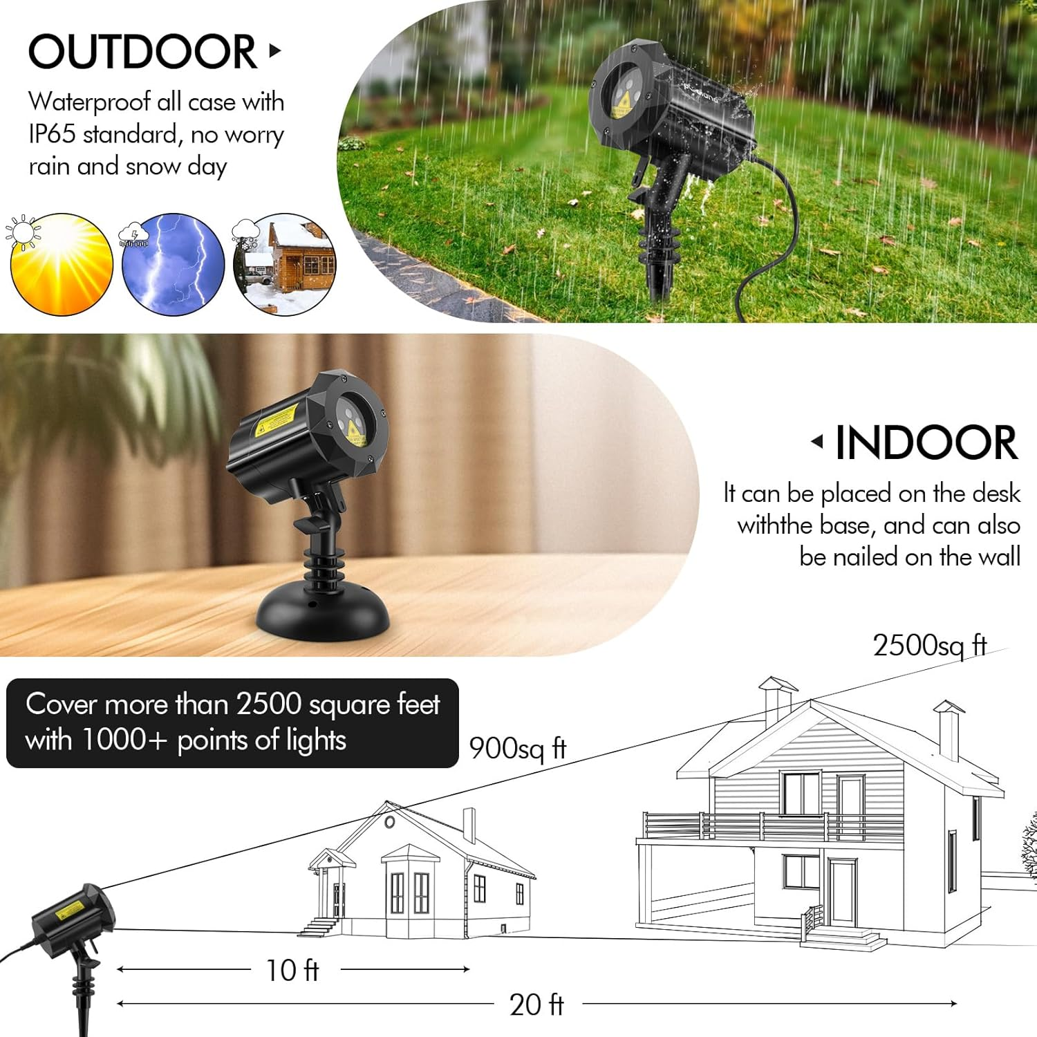 Poeland Garden Lights Star Christmas Projector Moving Firefly Lighting Leds Colour Blue Green Red image number 4