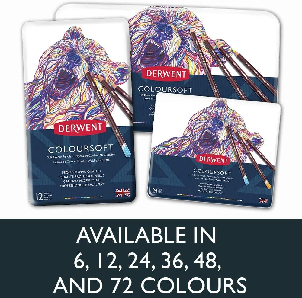 Derwent Coloursoft Colouring Pencils, Drawing & Writing, Set of 72, Ideal for Colour Building, Professional Quality, 0701029