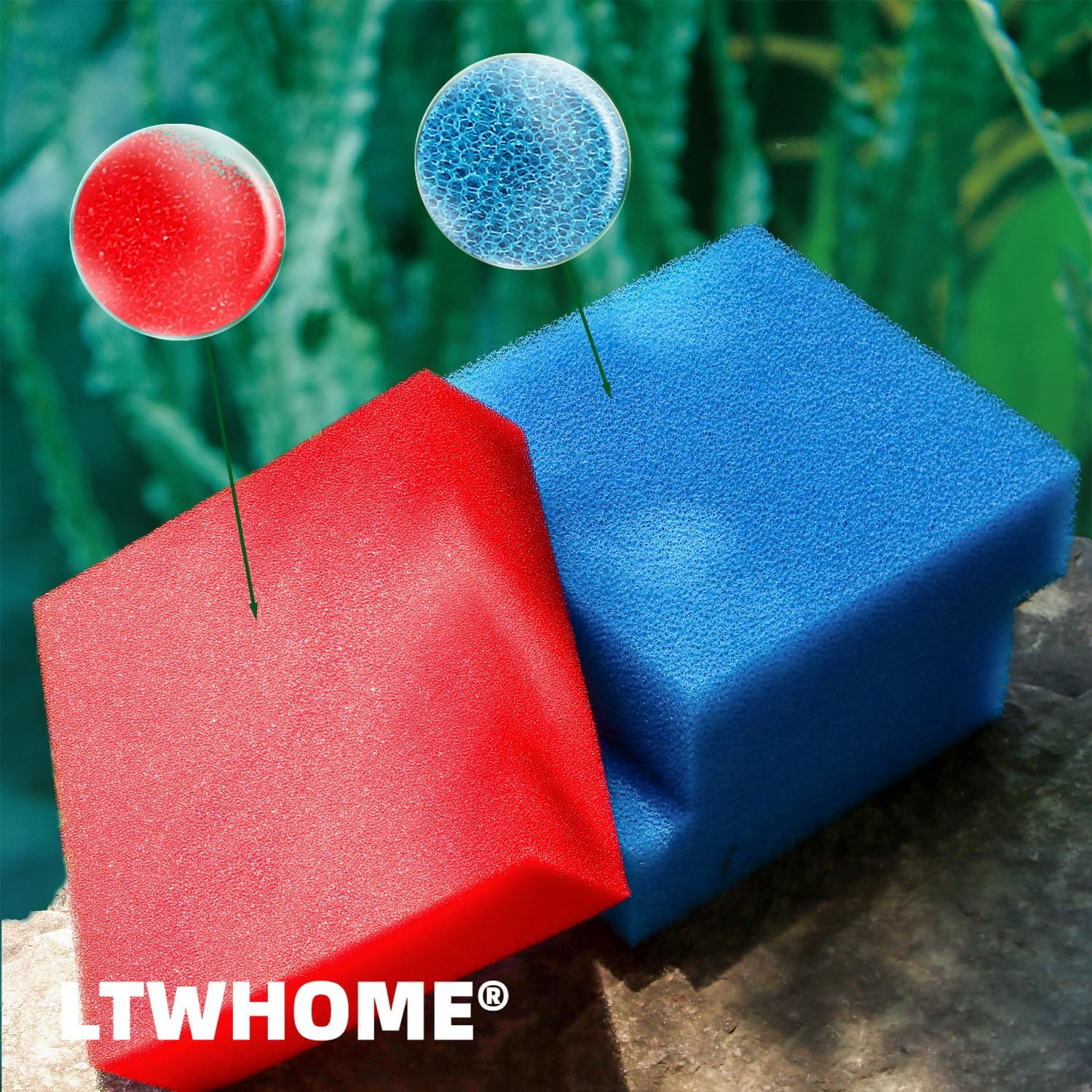 LTWHOME Compatible Replacement Coarse and Fine Foam Filter Sponge Fit for Oase Biotec 5/10/30 (3 X Blue Coarse and 3 X Red Fine Foams) image number 4