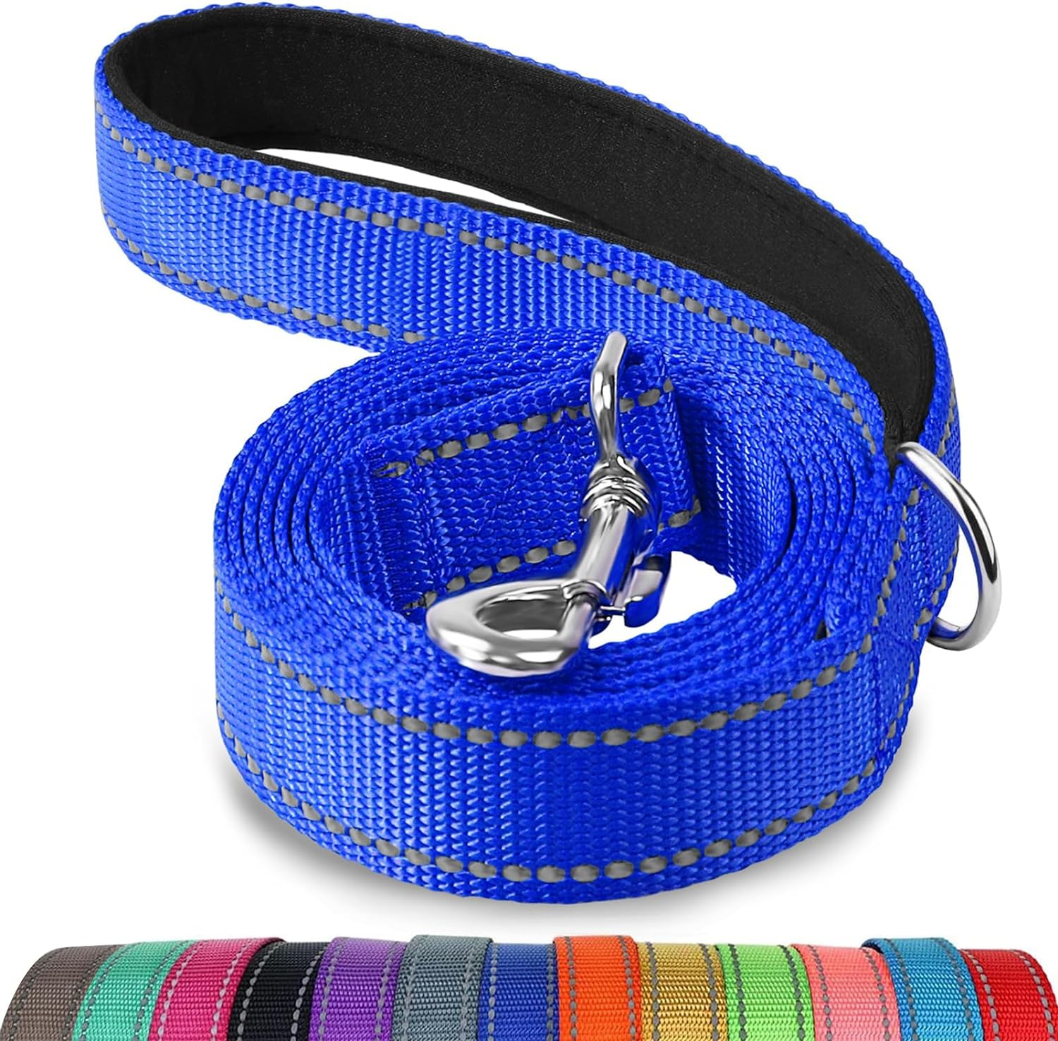 Dog Lead, Double-Sided Reflective Nylon Lead with Padded Handle for Large Medium Dogs, 1.8 M X 2.5 Cm, Bright Pink image number 1