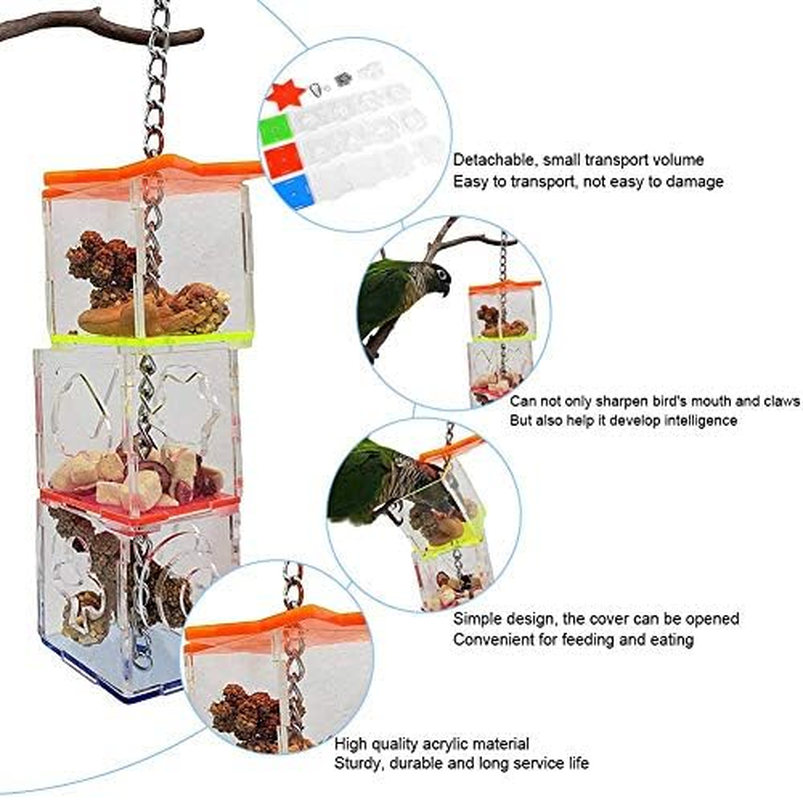 Bird Foraging Assembly Block Kit, Parrot Foraging Ball Pet Food Feeder Birds Swing Toys Durable Feeding Food Bowl Pet Supplies Accessory image number 4