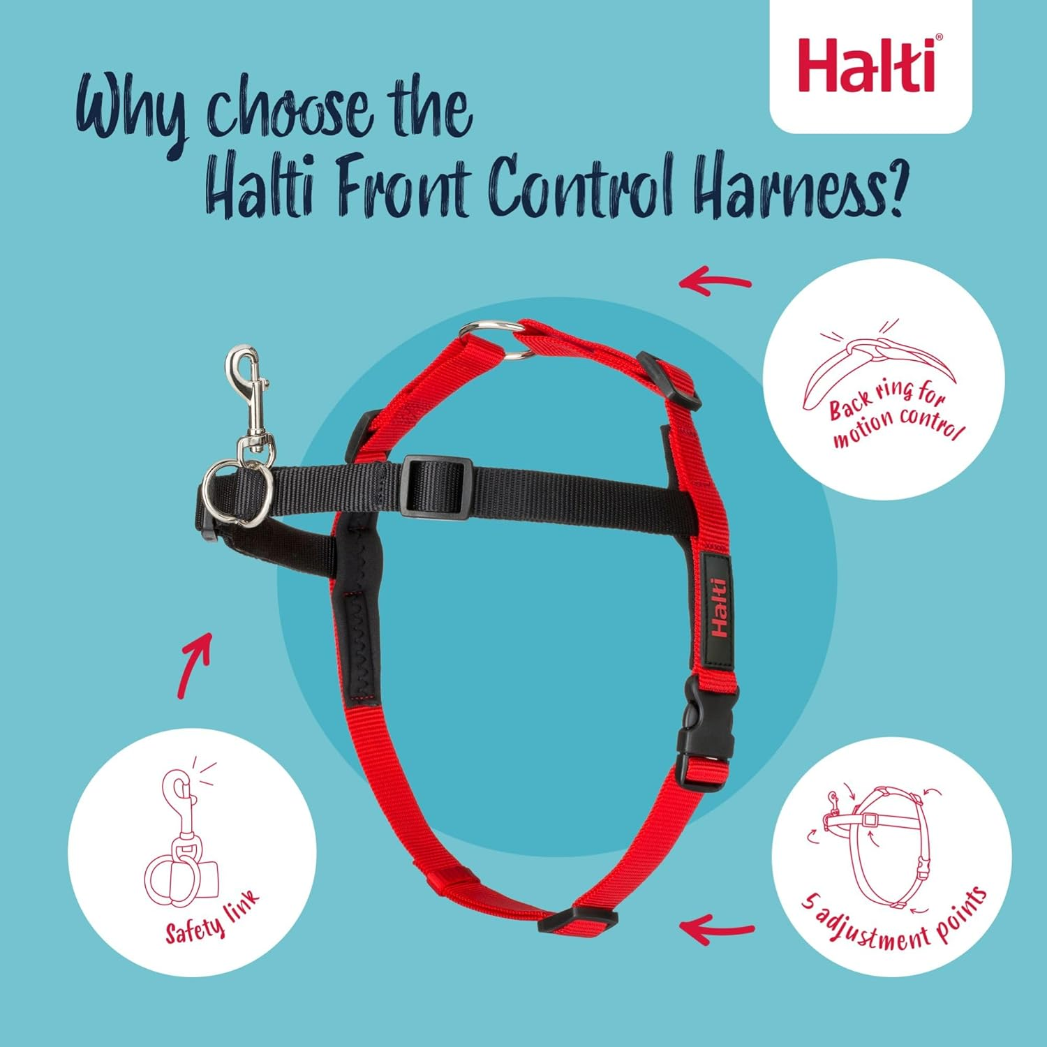 Company of Animals 42331 Halti Harness for Dogs, Medium, Black/Red image number 5