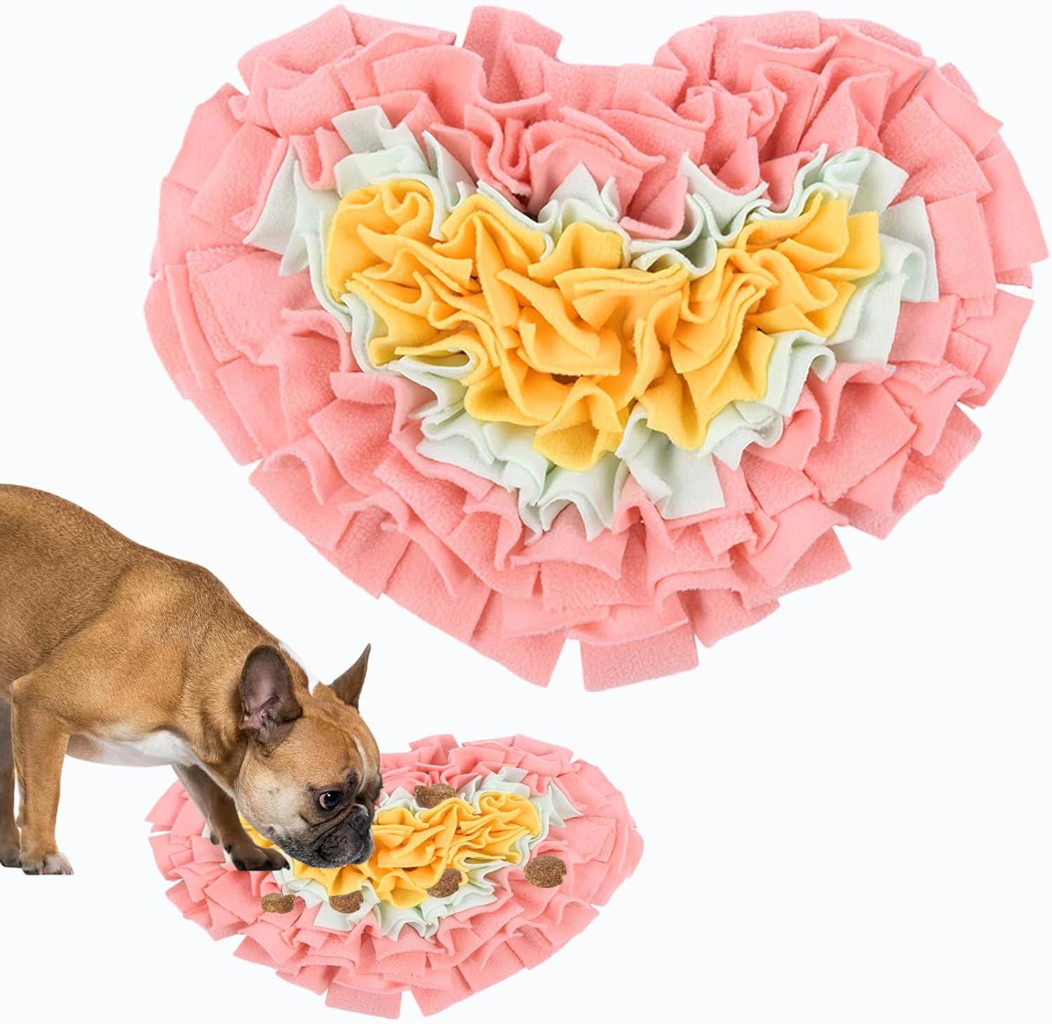 Snuffle Mat for Dogs, Interactive Enrichment Toy for Puppies & Small Dogs, Slow Feeding Mat for Mental Stimulation & Natural Foraging Skills, Dog Puzzle Feeder & Boredom Buster(Pink Heart, 30*28CM) image number 2
