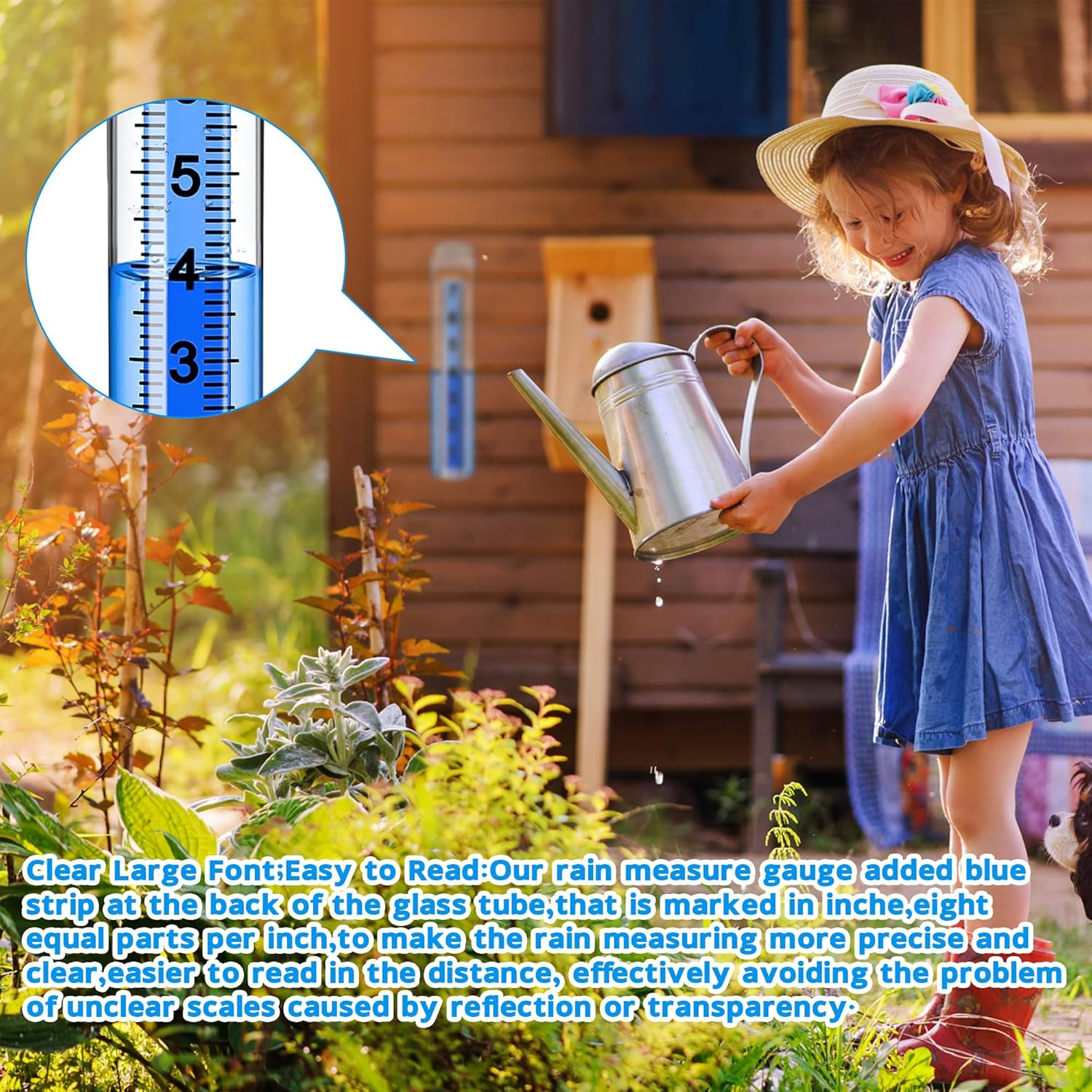 Rain Gauge Outdoor, 7" Large Capacity Rain Gauge Replacement Tube with Stainless Steel Mounting Rack Holder, Clear Numbers, Rain Gauges Outdoors Best Rated for Garden Lawn Yard Fence Patio Farm image number 5