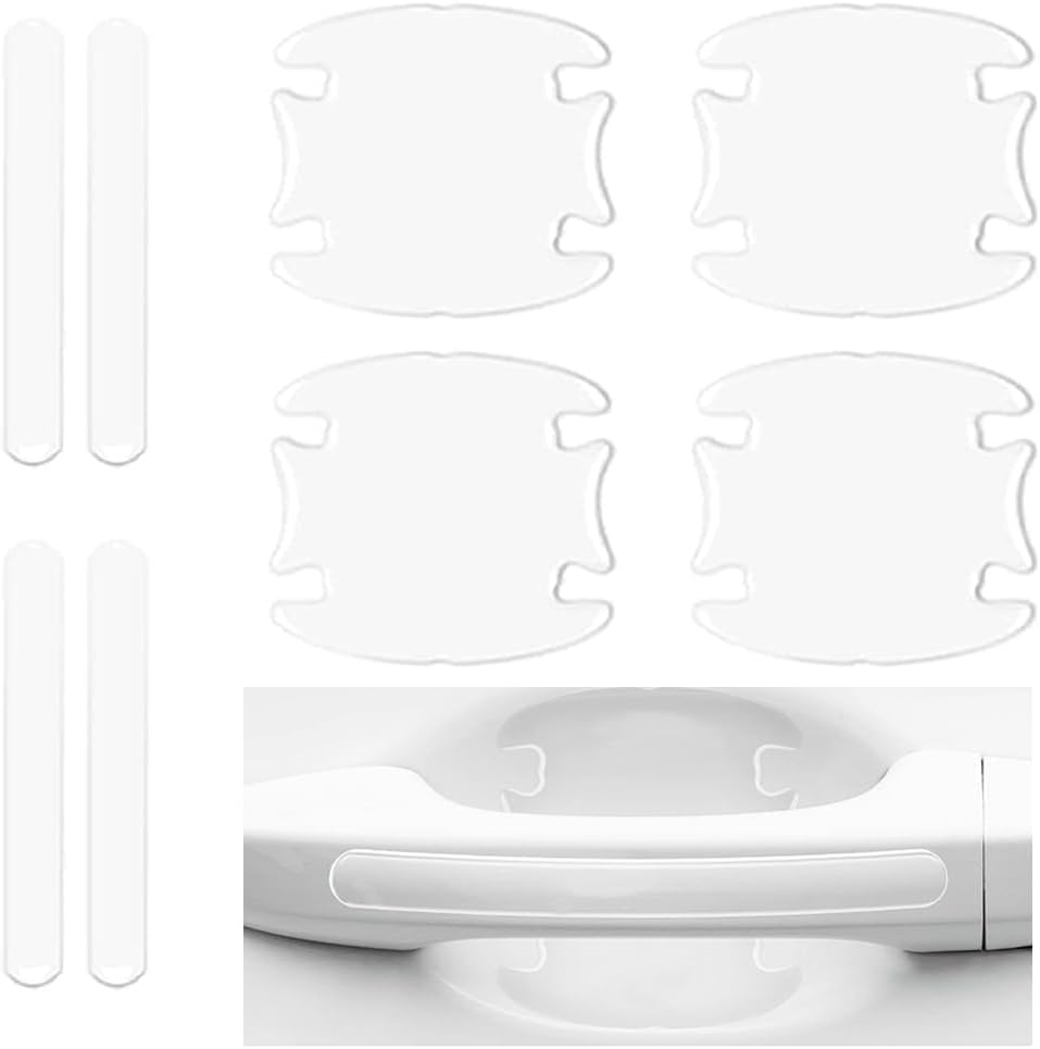 8 Pieces Transparent Door Handle Protection Sticker Set - Invisible Anti-Scratch Car Paint Protector for Door Bowls (Clear)