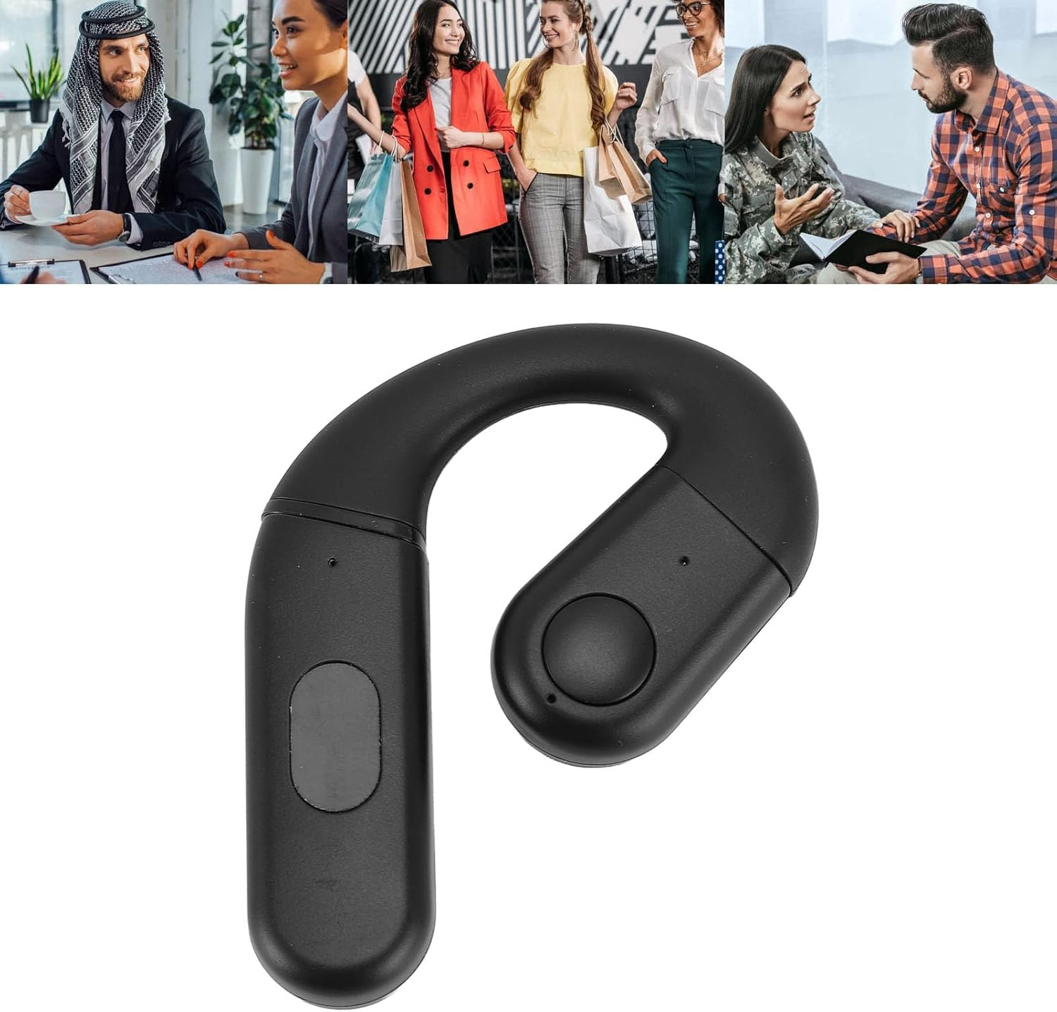 ASHATA 80 Languages Translation Earbud, 97% Accuracy, Real Time, Comfort Wear, Music Calls with APP for 4 Hours Continuous Use