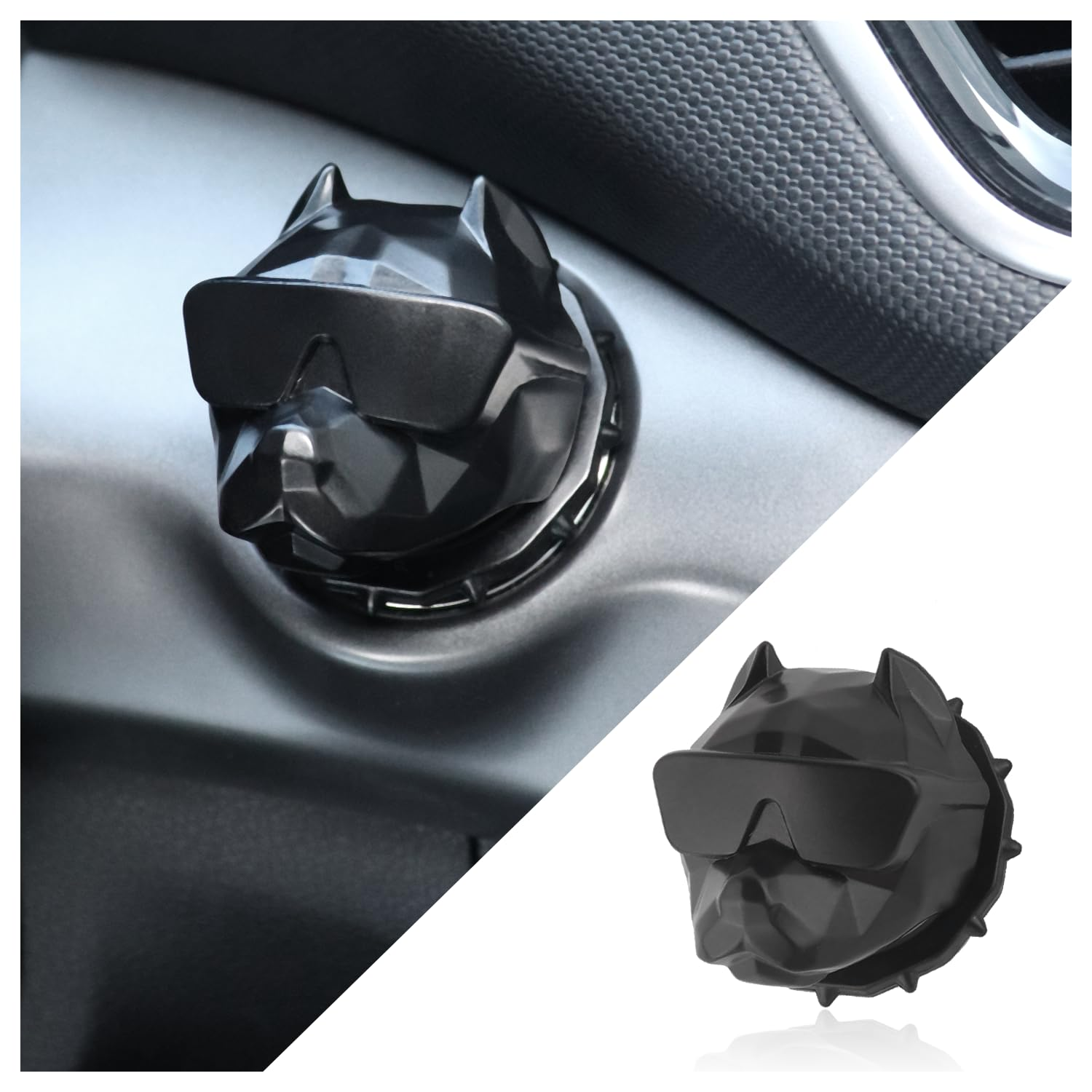 NHHC Car Push Start Button Cover,Heavy Duty Car Ignition Button Cover with Cool Dog Design for Car Decorations,Universal Car Interior Accessories Engine Start Stop Button Cover (Blue)