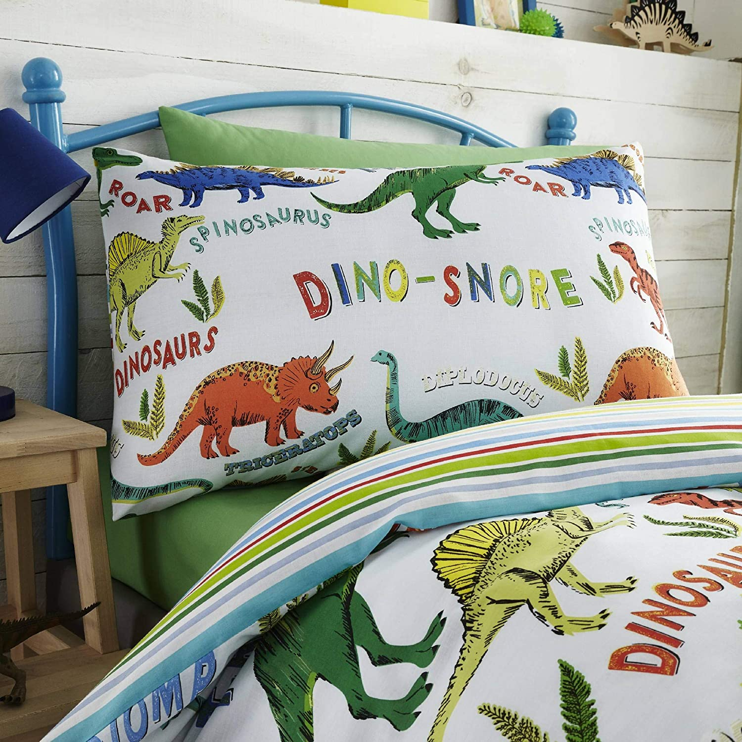 Childrens Boys Girls Dinosaur Park Jurassic T-Rex Dino Green Reversible UK Double/Au Full Bedding Duvet Cover Set image number 6