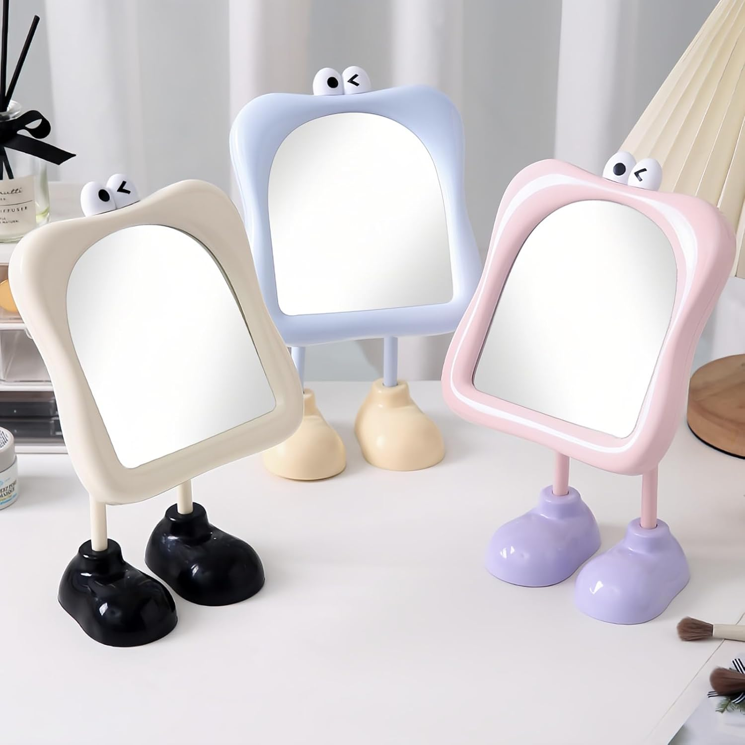 Taoluwin Makeup Mirror, Cute Adjustable Tabletop Vanity Mirror with HD Glass, Sturdy Base, Portable Mirror for Bedroom, Dorm & Travel (Pink)