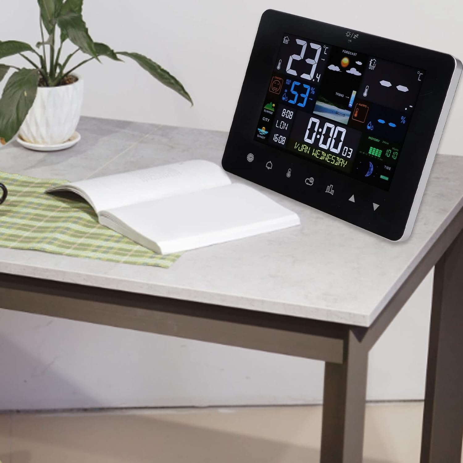 Home Wireless Indoor Outdoor Thermometer, Digital Weather Monitor with Color Touch Screen, Wireless Weather Station Thermometer for Indoor and Outdoor Use