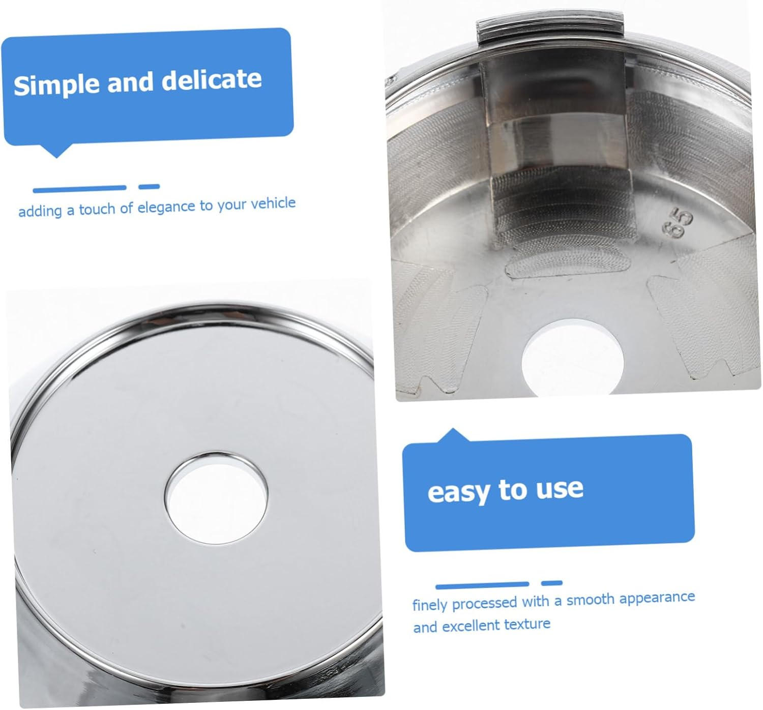 DINHEAROM 4Pcs Wheel Rim Car Hub Center Caps Smooth Finish Automotive Accessories for Vehicle Aesthetic Enhancement image number 1