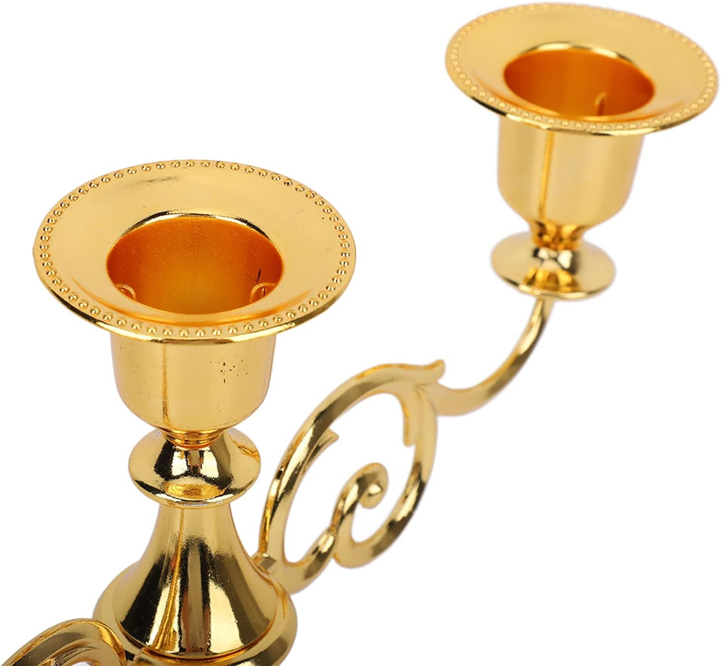 3 Arms Candelabra, Retro European Style Metal Candle Holder, Metal Vintage Candelabra Candlestick Wedding Table Decorations for Dining Table Birthday Party Christmas Home Decor (Gold)