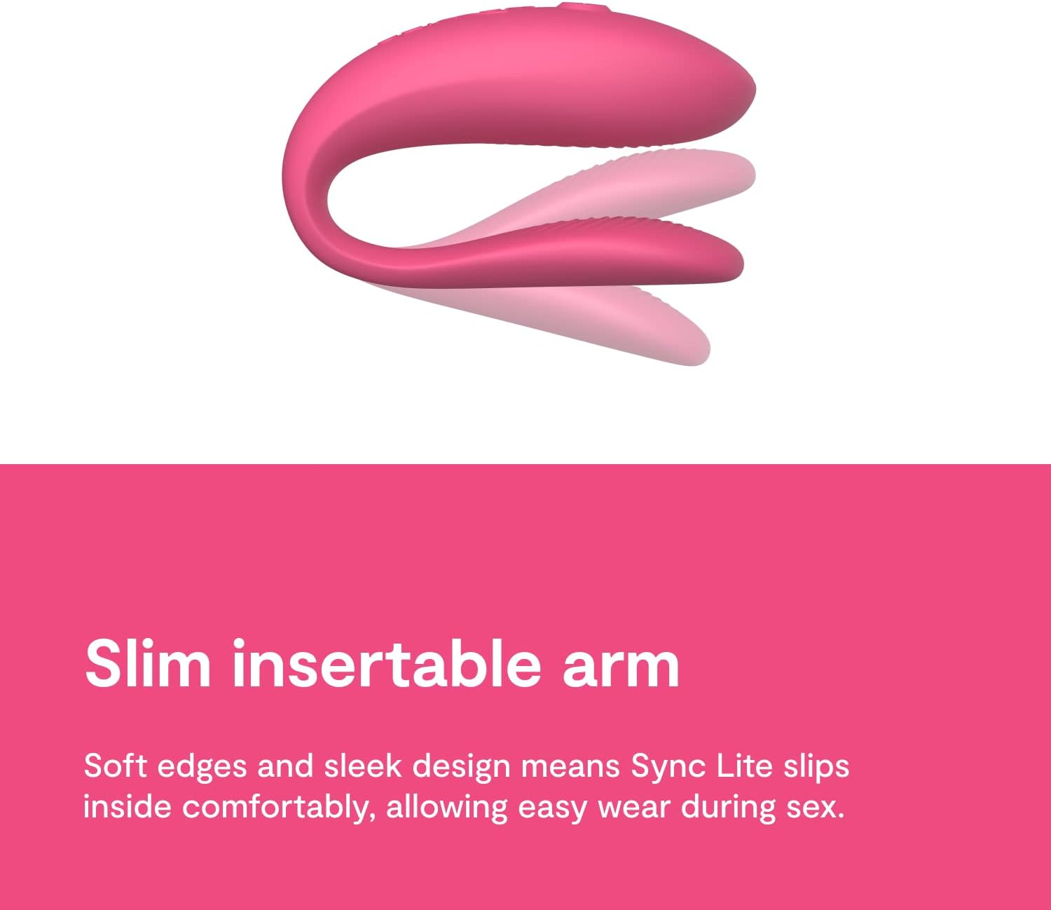 We-Vibe Sync Lite Couples Vibrator &ndash; App Controlled C-Shape Vibrator &ndash; Wearable Vibrating Couples Adult Sex Toy &ndash; G-Spot and Clitoris Dual Stimulation &ndash; USB Rechargeable - Coral Pink - Pink image number 3
