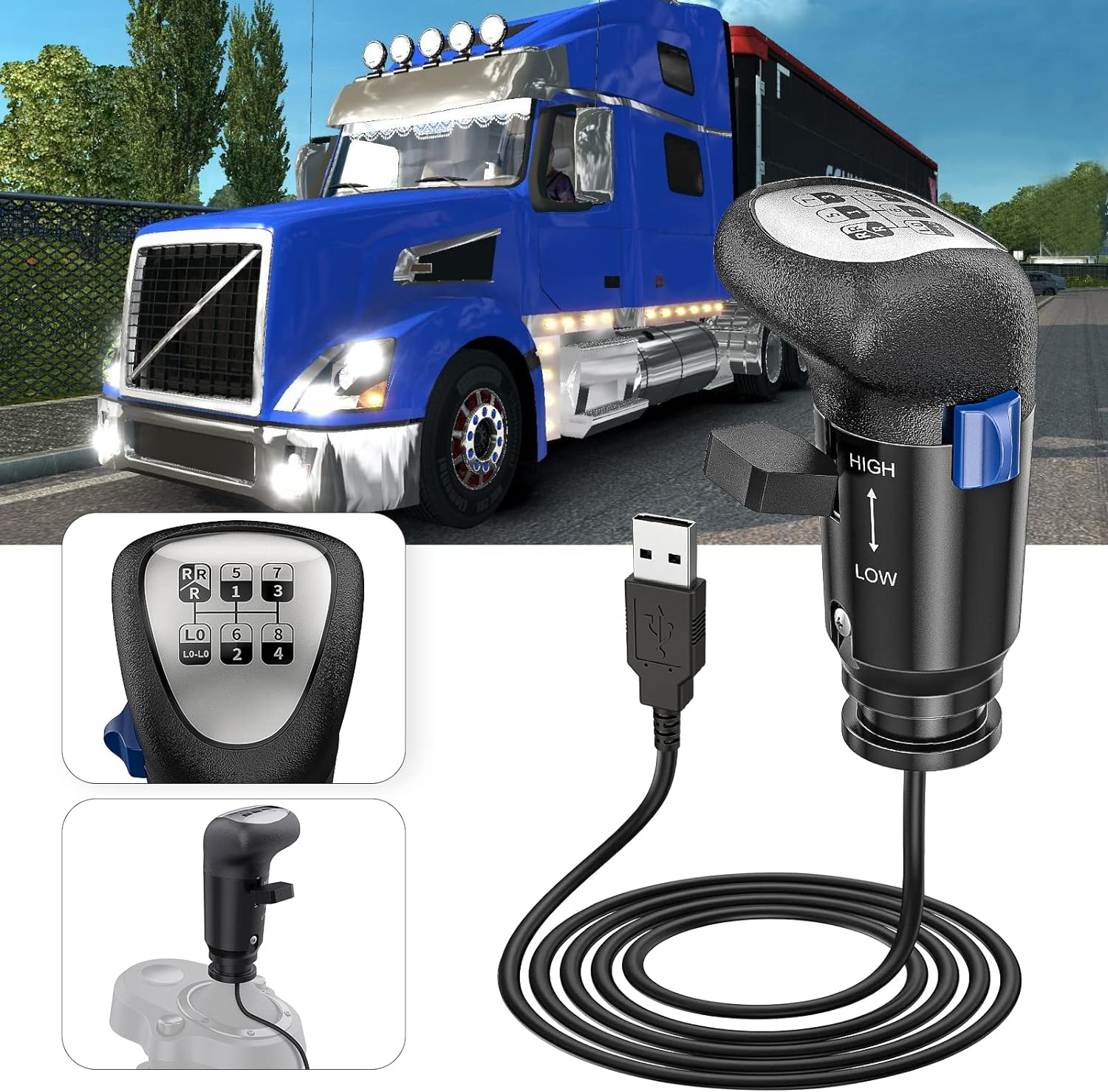 USB Gearshift Knob from a Man Truck ATS ETS for Logitech G29 G27 G25 THRUSTMASTER TH8A QH Gearshift Shifter Knob for ATS ETS2 Games AI PC