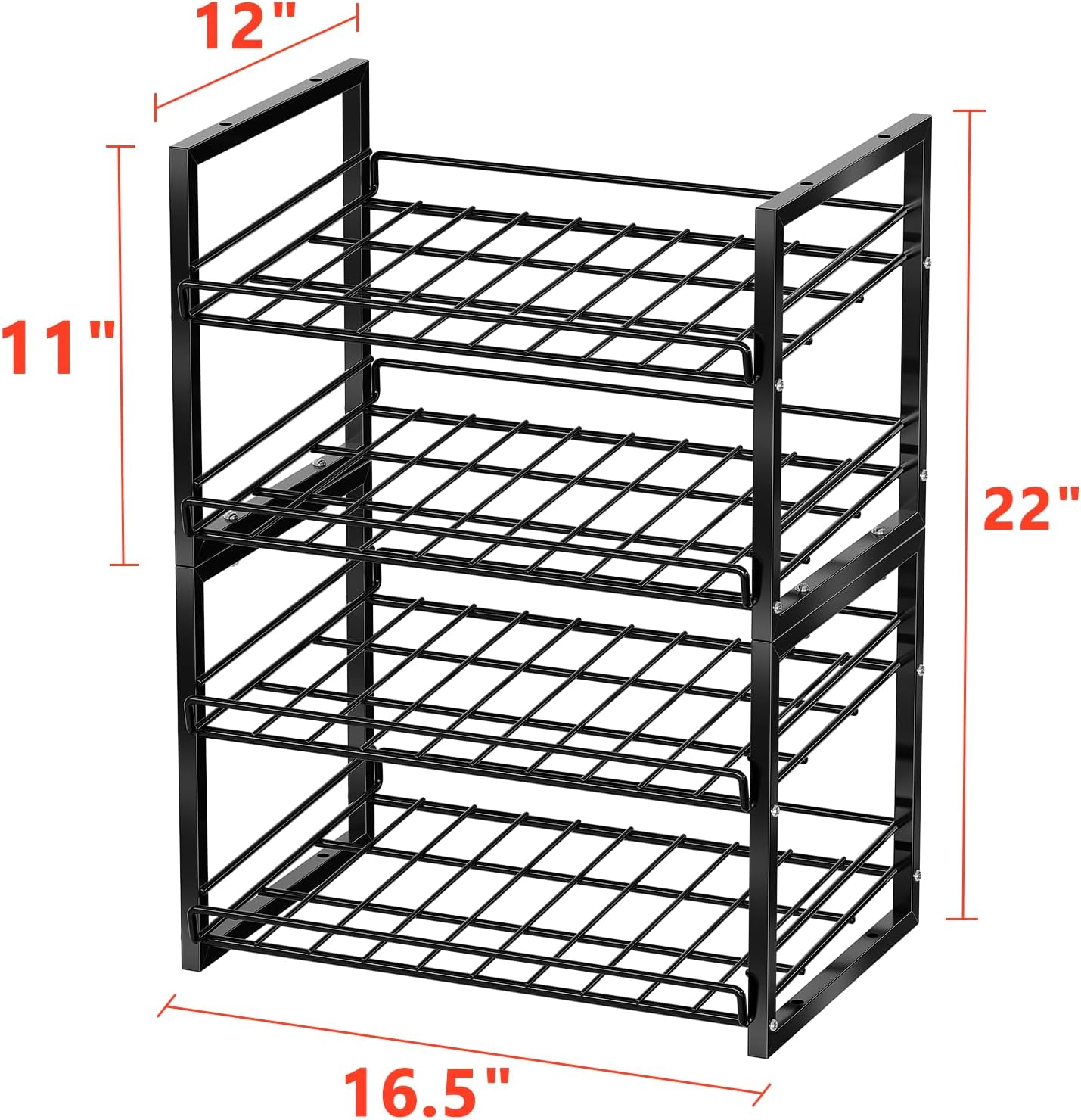 SUFAUY 4-Tier Stackable Rack Organizer for Pantry, Can Storage Holder for Various Ounces of Canned Food Soda Drinks, Can Dispenser Holds up to 50 Cans for Cupboard Cabinet, Black image number 3