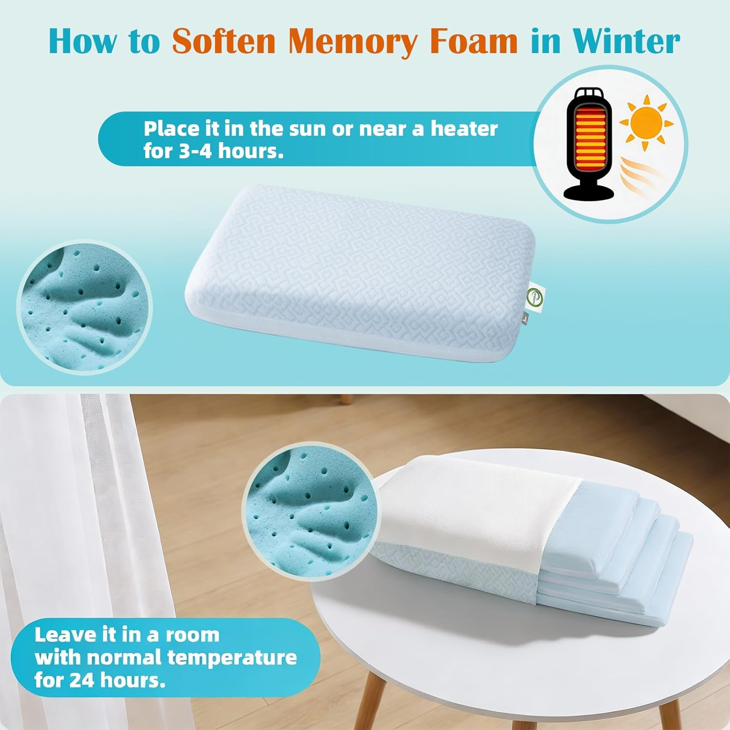 LOFE Adjustable Memory Foam Pillow - 4 Height from 1.2 to 4.8In, Cervical for Neck Pain Relief, Certipur-Us Support Side Sleepers, Back/Stomach a Removable Cool Cover, White, Standard image number 2