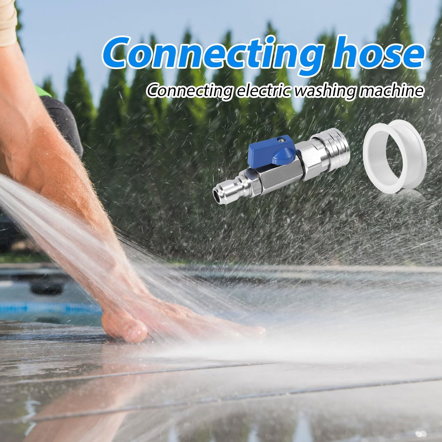 NQEUEPN Quick Connect Ball Valve, Stainless Steel Pressure Washer Ball Valve 3/8 Inch High Pressure Washer Ball Valve for Power Washer Hose image number 2