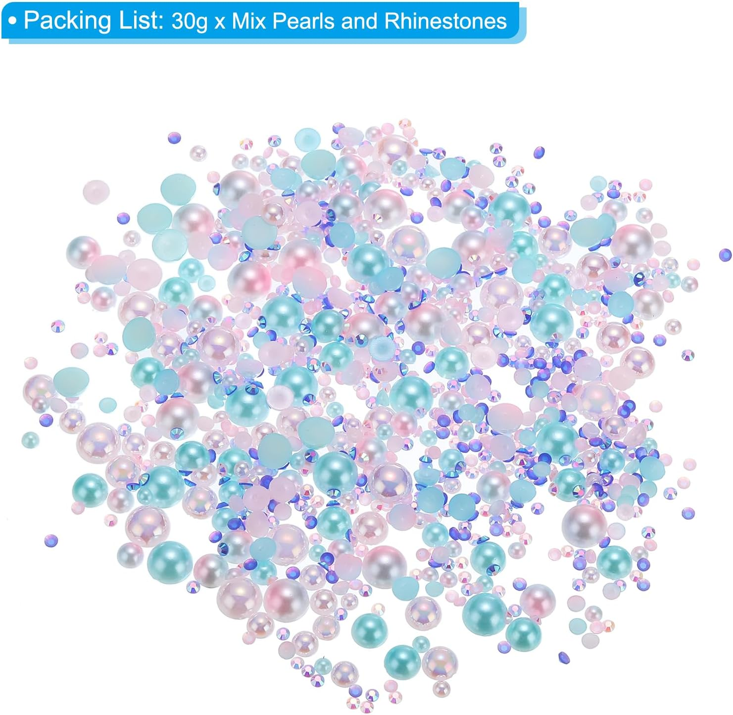 Uxcell 30G Pearls and Rhinestones, 3-10Mm Mix Flatback Rhinestones and Half Pearls Resin Rhinestone for Shoe Hair Nail Crafts Tumbler, Pink Blue image number 1