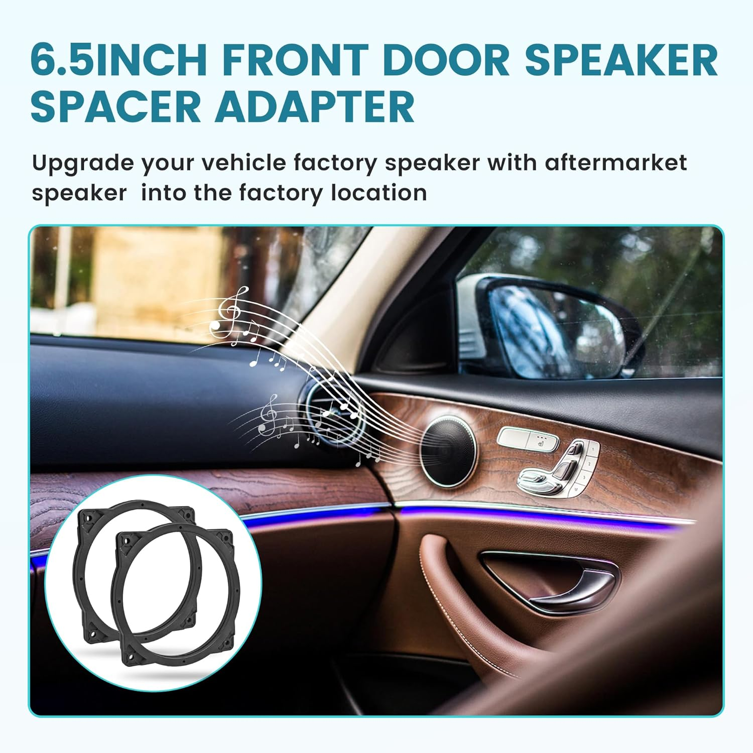 Nuith 6.5 Inch Front Door Speaker Adapter Spacer Ring Fit for 2006-2020 Hyundai Sonata/Azera/Santa Fe/Kia 2011-2020, 6.5"-6.75&rdquo; Speaker Adapter Brackets for Aftermarket Speaker Installation image number 2