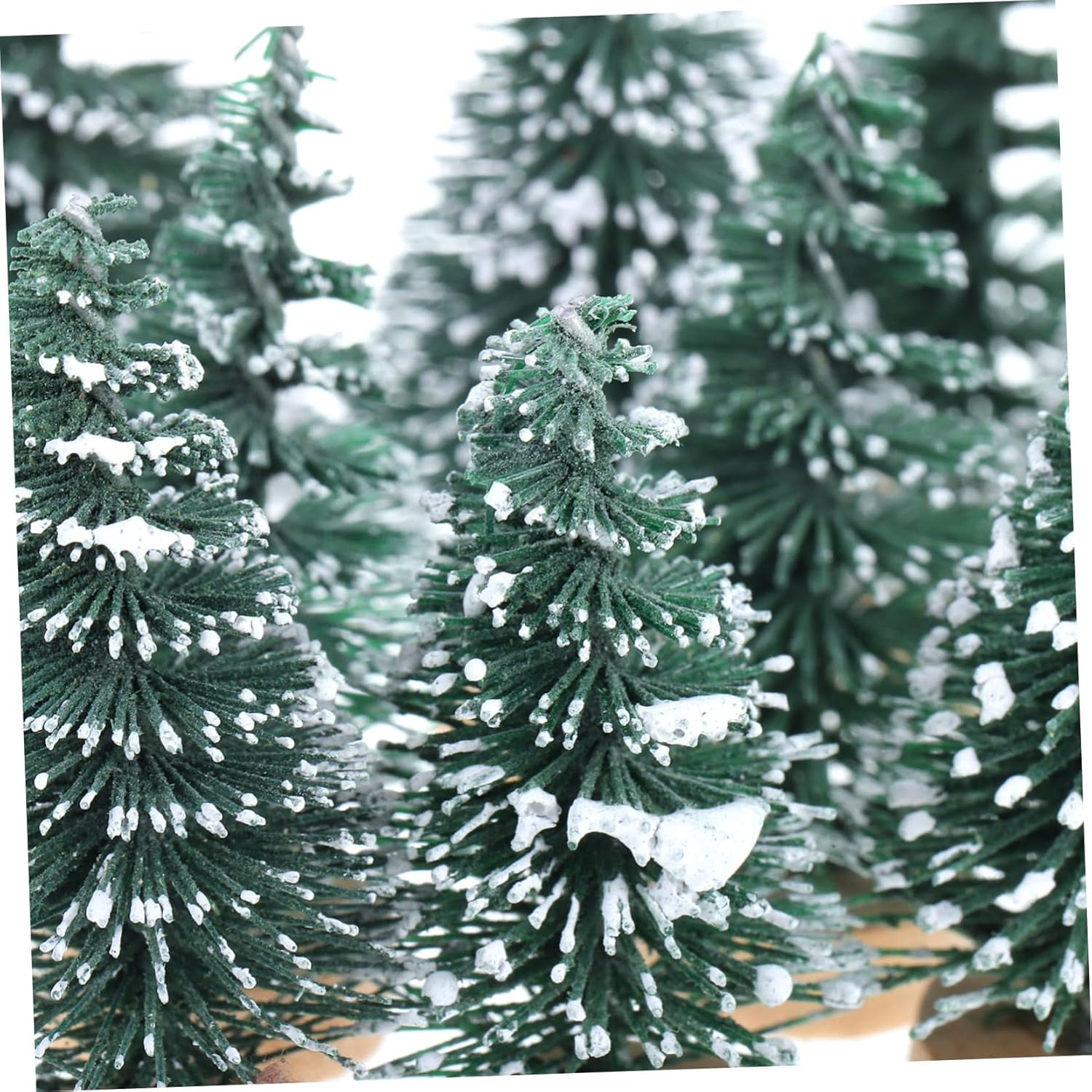 10Pcs 5Cm Mini Christmas Tree Decor with Snow Covered Pine Flocking, Desktop Xmas Party Ornament for Home Holiday Decoration image number 2
