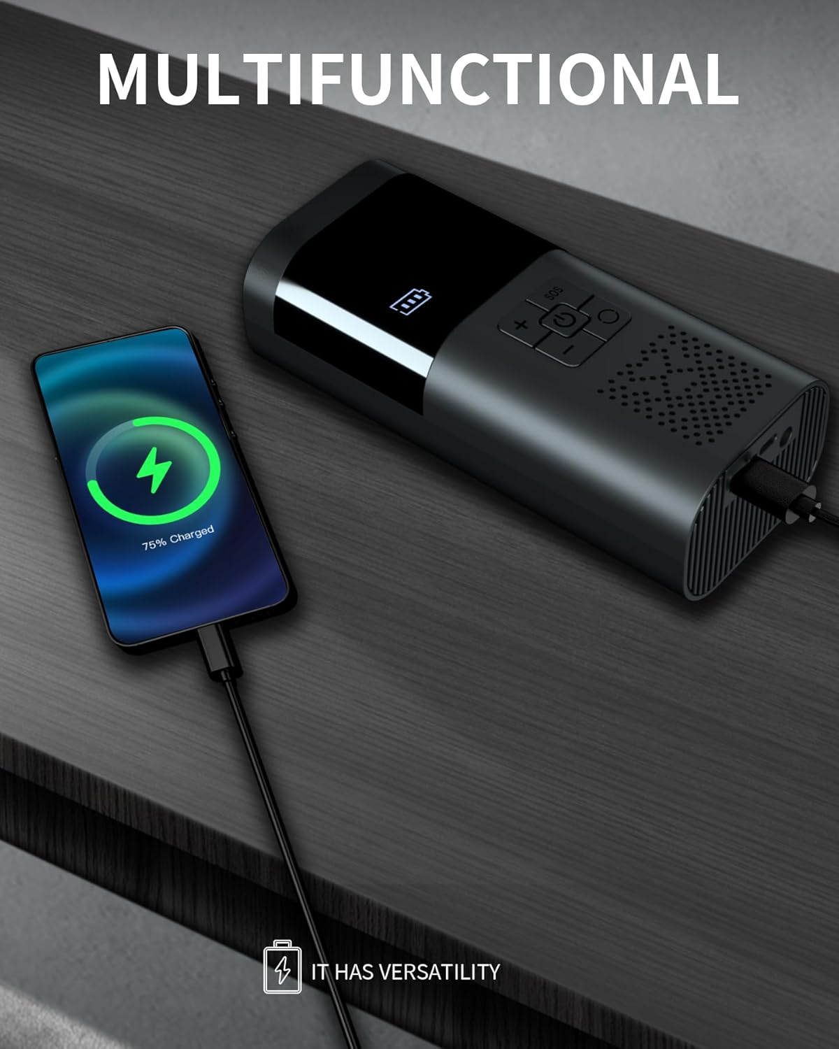 TEMOLA Portable 150PSI Cordless Black Tire Inflator, TN10, 12V DC Air Pump with Pressure Gauge, for Car, Motorcycle, Bicycle Tires