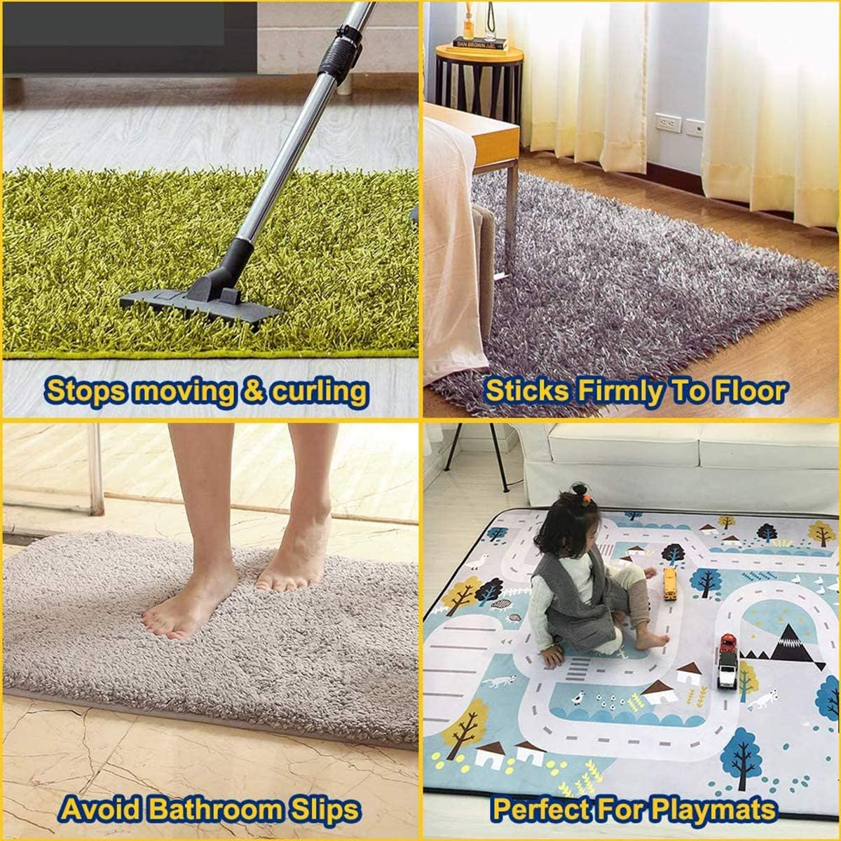 UCINNOVATE 16X Carpet Gripper, Anti-Slip Rug Grippers Mat Reusable anti Curling Rug Gripper Carpet Underlay Carpet Stopper, Strong Stickiness and Easy to Remove 180Mm*30Mm*2Mm image number 3