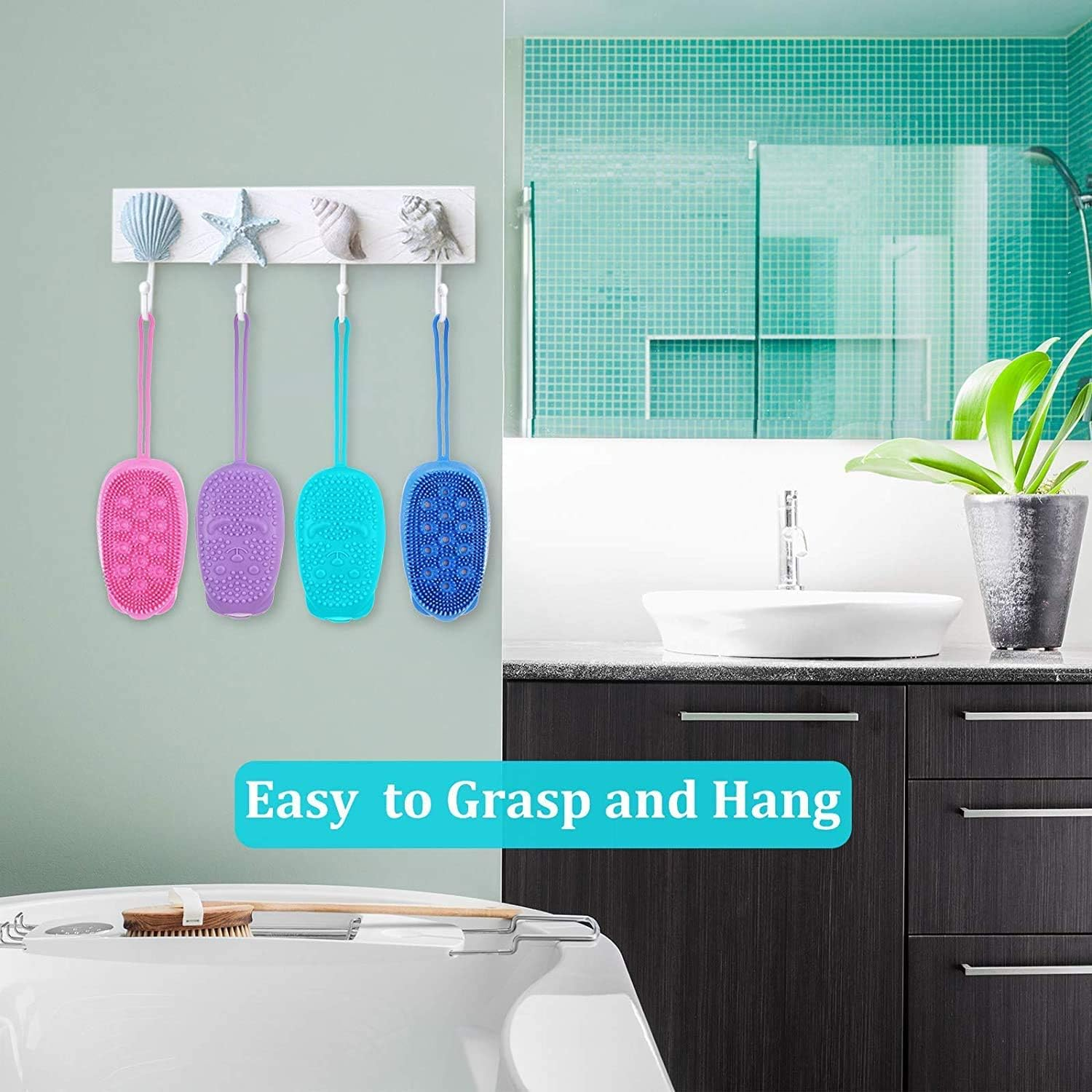 AARIV INTERNATIONAL Silicone Bubble Bath Brush Quick Foaming Scrubbing Brushes Soft Rubbing Massage Bubble Body Cleaner for Shower Bathroom image number 1