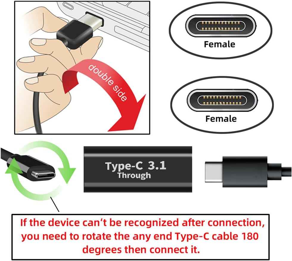 Cablecc USB3.0 Type C Male 10Gbps to Dual Female Power Data Splitter Adapter up Angled Compatible with Steam Deck Laptop image number 2