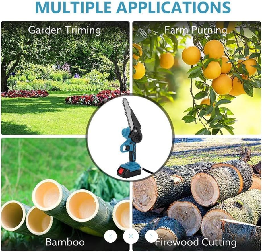 Mini Chainsaw Cordless, 6 Inch Handheld Electric Power Chainsaw with 2Pcs Batteries, One-Hand Operated Portable Chain Saw for Tree Branches Trimming (High -Power) image number 5