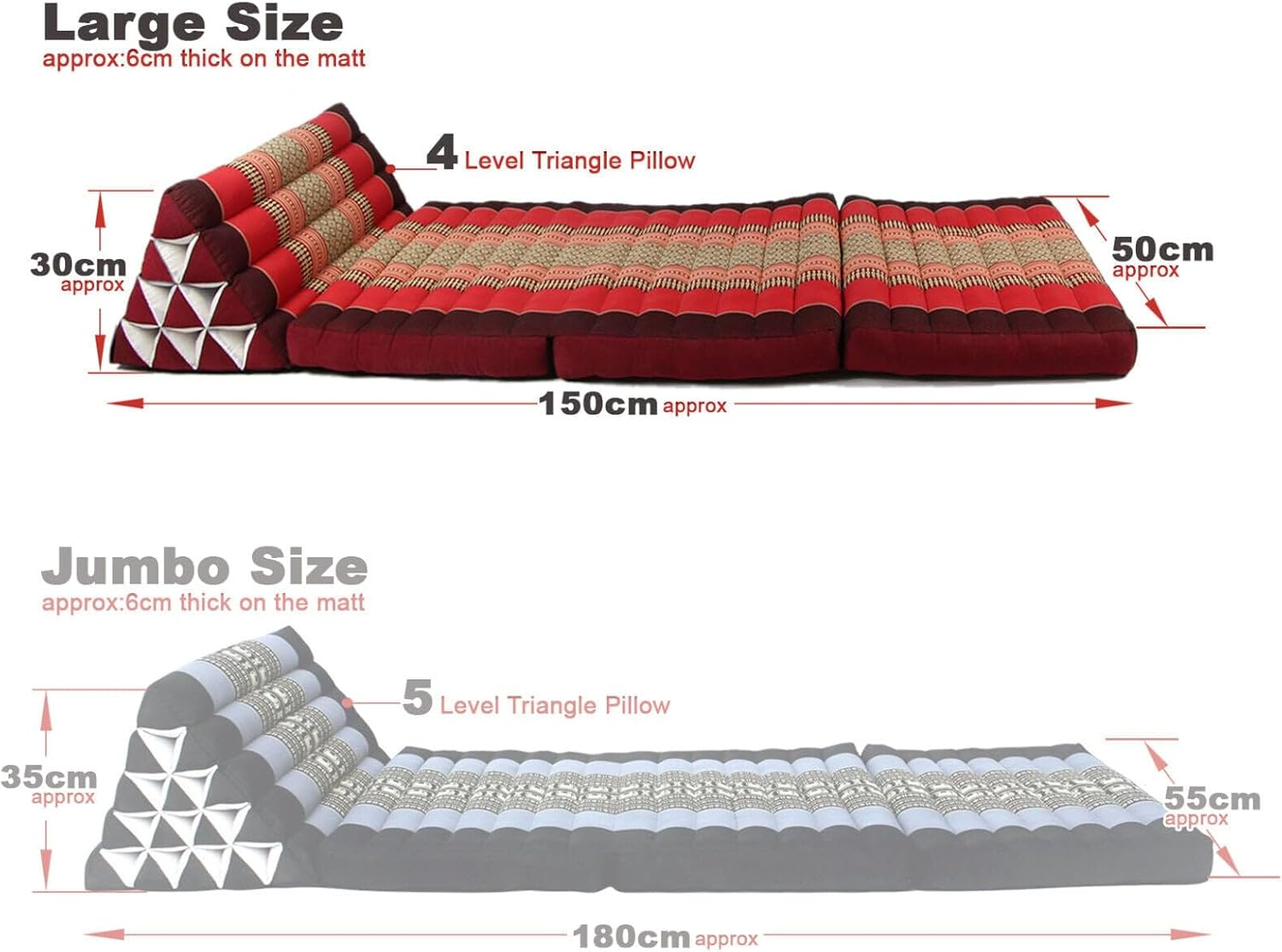 Mango Trees Thai Large Triangle Pillow 3 Fold Outdoor Mattress Cushion Best Gift 3FOLDS Day Bed image number 4