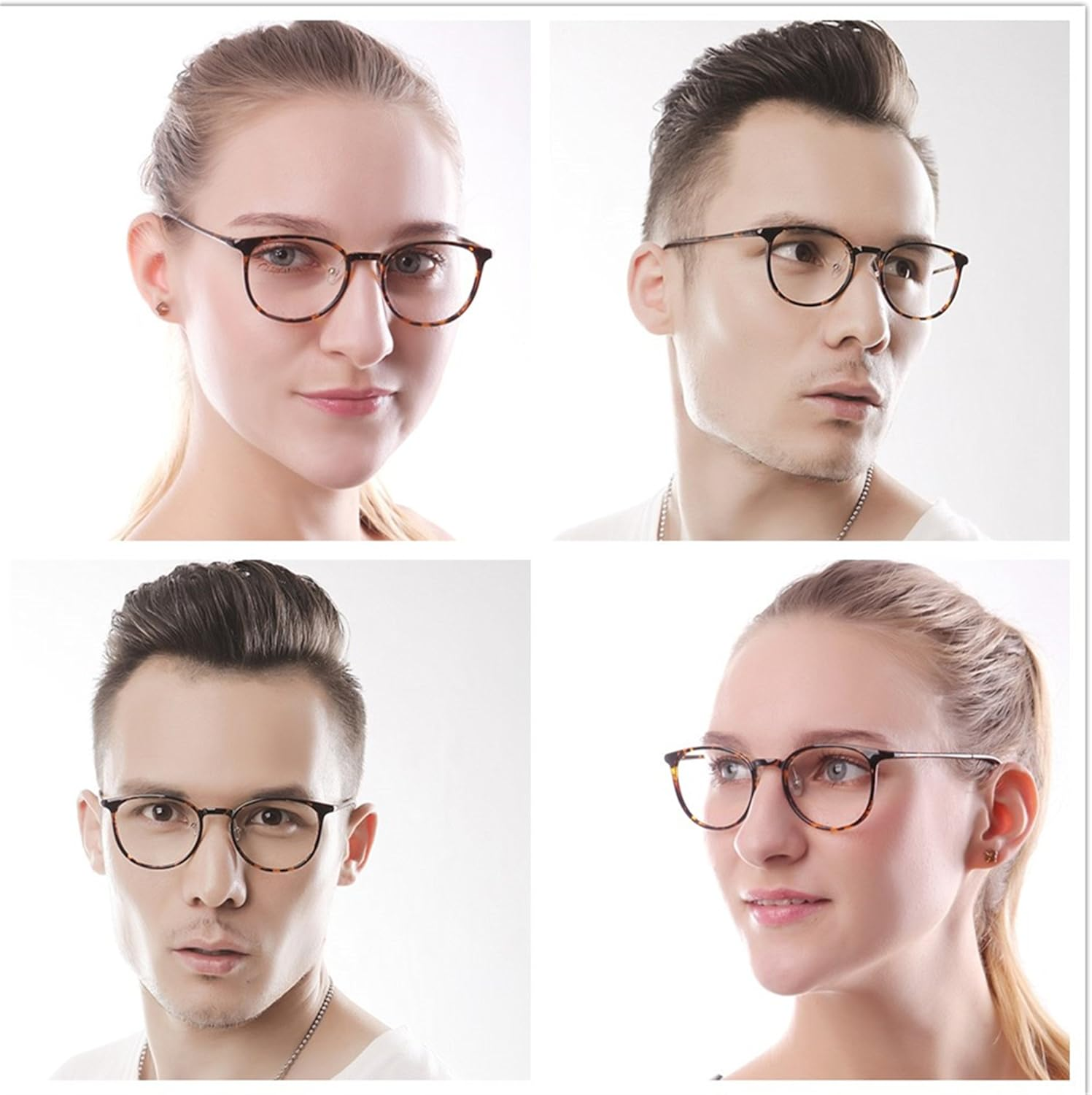 Blue Light Reading Glasses round Frame Spring Hinge Block UV Reduce Digital Eye Strain Comfortable Fit - 0.5 X, Tortoise image number 5