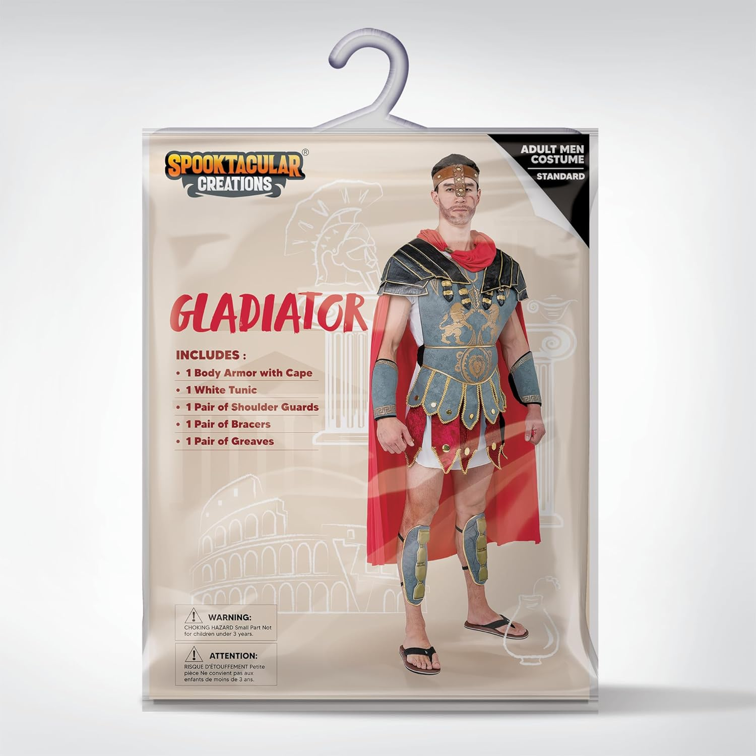 Spooktacular Creations Brave Men&rsquo;S Roman Gladiator Costume Set for Halloween Audacious Dress up Party image number 1