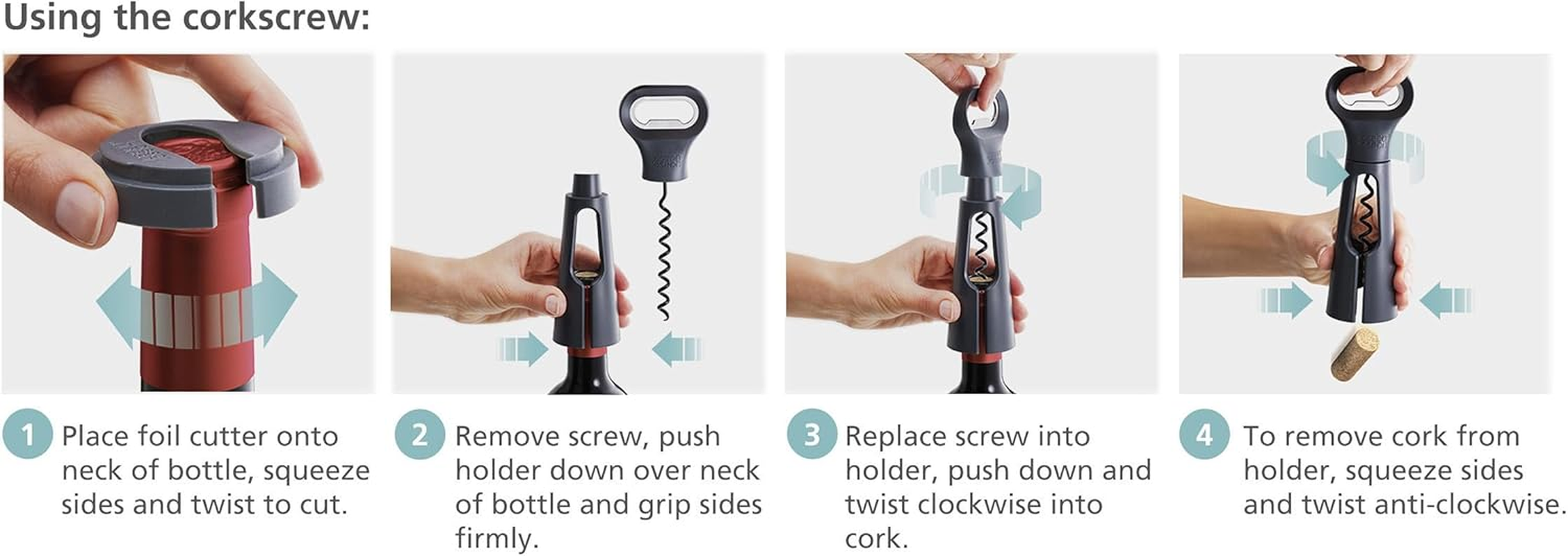 Joseph Joseph Duo 3-In-1 Corkscrew, Black image number 3