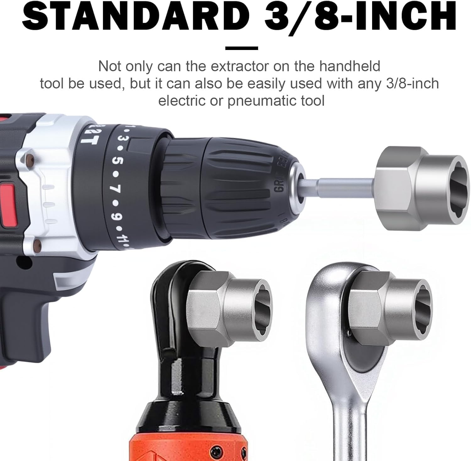 Bolt Extractor Kit, 14 PCS Impact Bolt & Nut Remover Set with 3/8 Inch Adapter, Stripped Nut Remover, Bolt Extractor Socket Set, Easy Out for Rusted, Damaged, round Bolt Nuts Screws image number 2