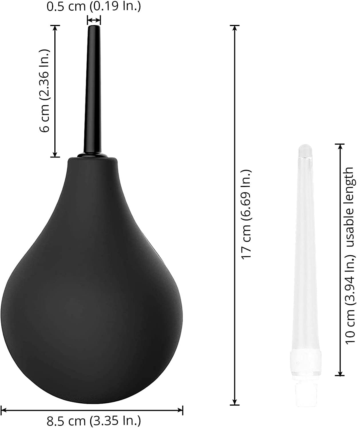 Melao Enema Bulb for Men, Douche for Women, Reusable Vaginal or Cleaner with Soft and Smooth Nozzle, 224ML (Black) image number 2