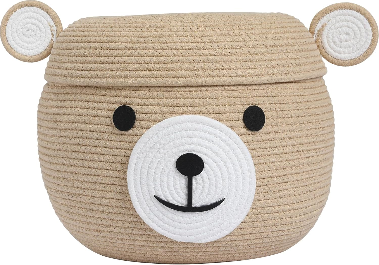 Cottonphant Handcrafted Animal Inspired Basket with Lid | Cotton Storage Solution for Organization in Bedroom | Perfect Organizer for a Shower or Retreat (Dark Blue Bee, 12"X18")