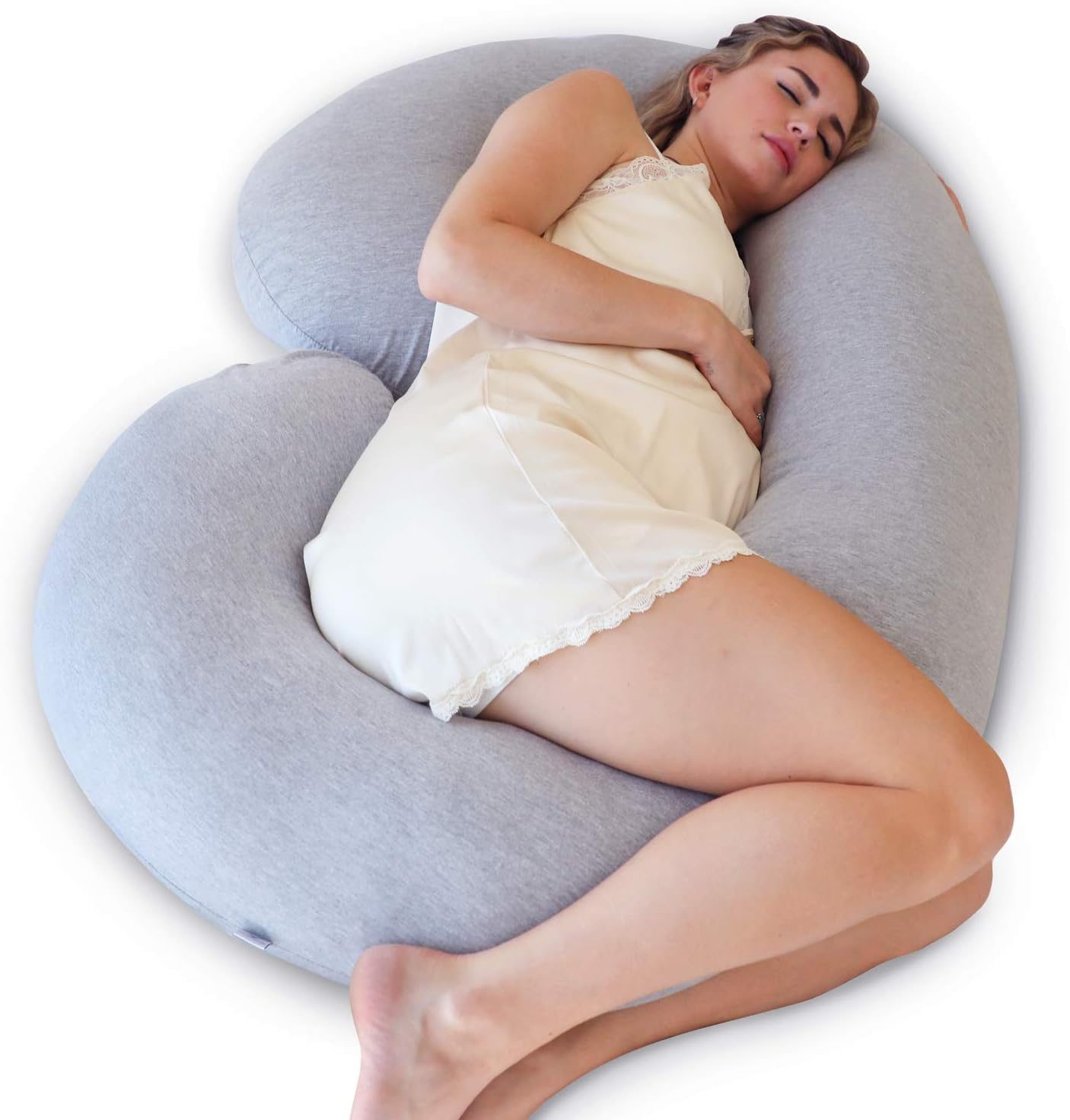 Pharmedoc Pregnancy Pillow, C-Shape Maternity Pillow (Machine Washable Jersey Cover), Pregnancy Pillow for Sleeping & Support for Back, Hips, Legs, Belly - Pregnant Gifts image number 3