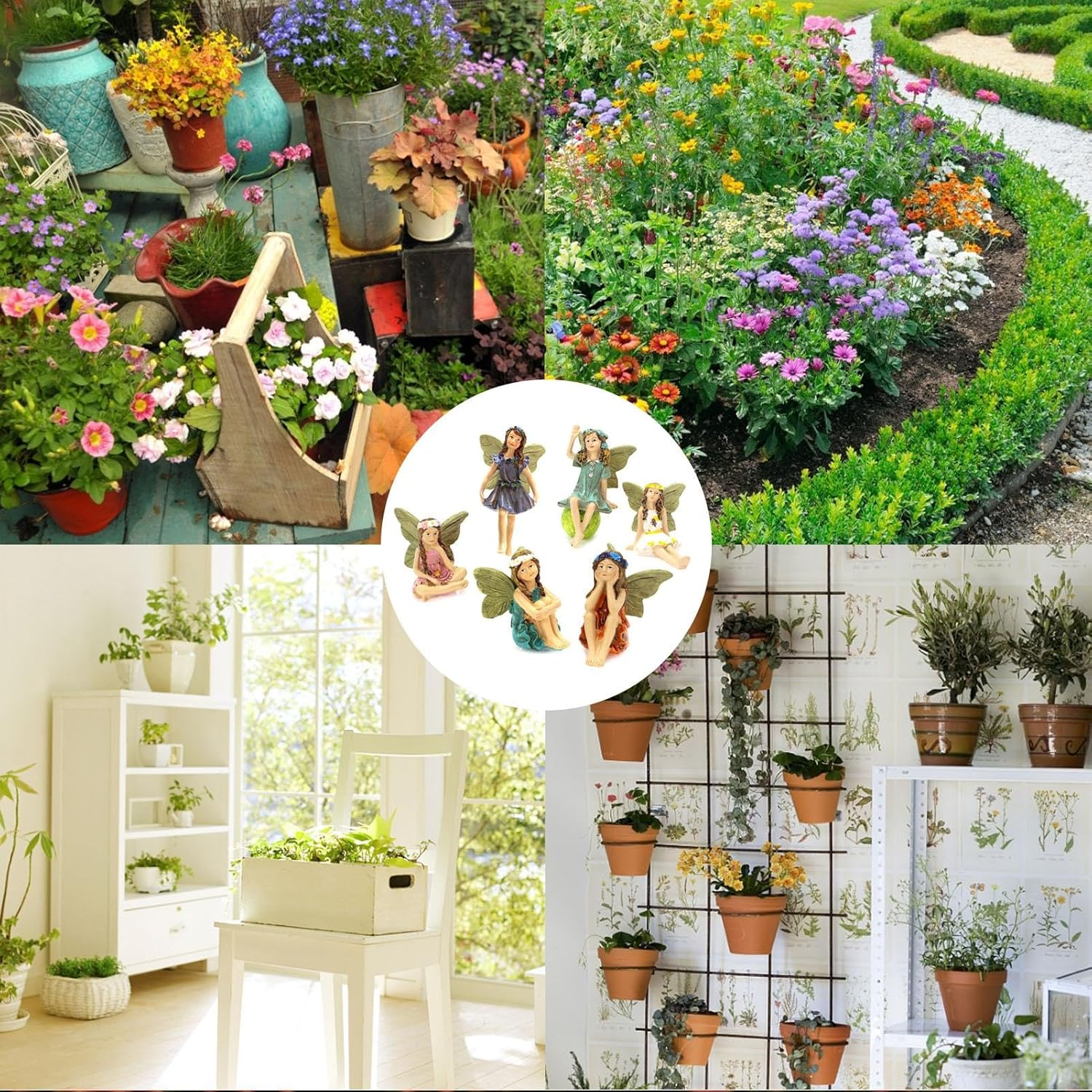 Miniature Fairies Figurines, 6 Fairy Statues, Fairy Garden Accessories, Resin Colorful Cake Decoration Statue for Outdoor Garden Yard Home Decor image number 4