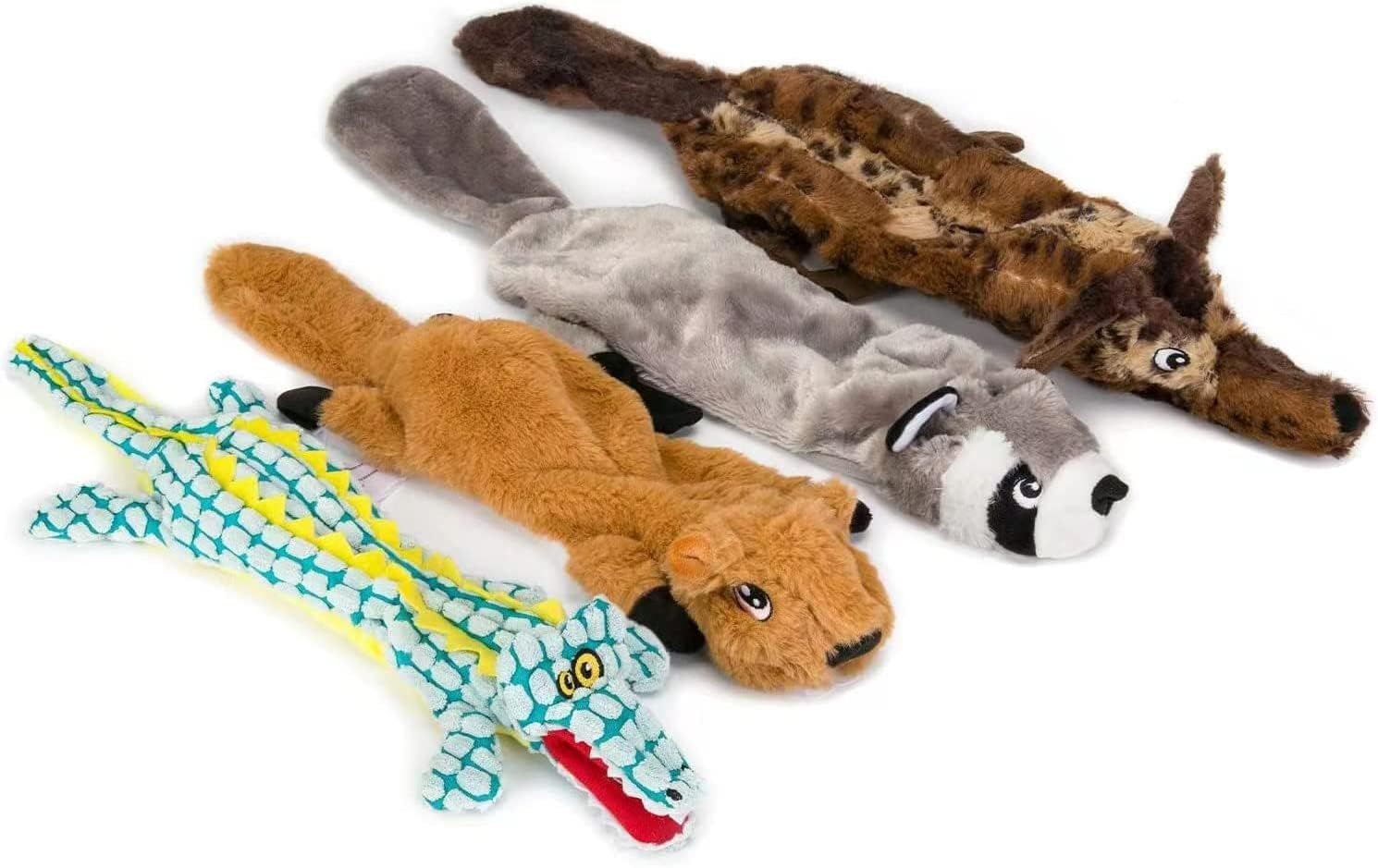 AZSSMUK Dog Squeaky Toys No Stuffing, Pet Toy with Durable Double Layer Fabric with Two Squeakers for Small Large Breeds Chew Toys Set (4PCS) image number 1